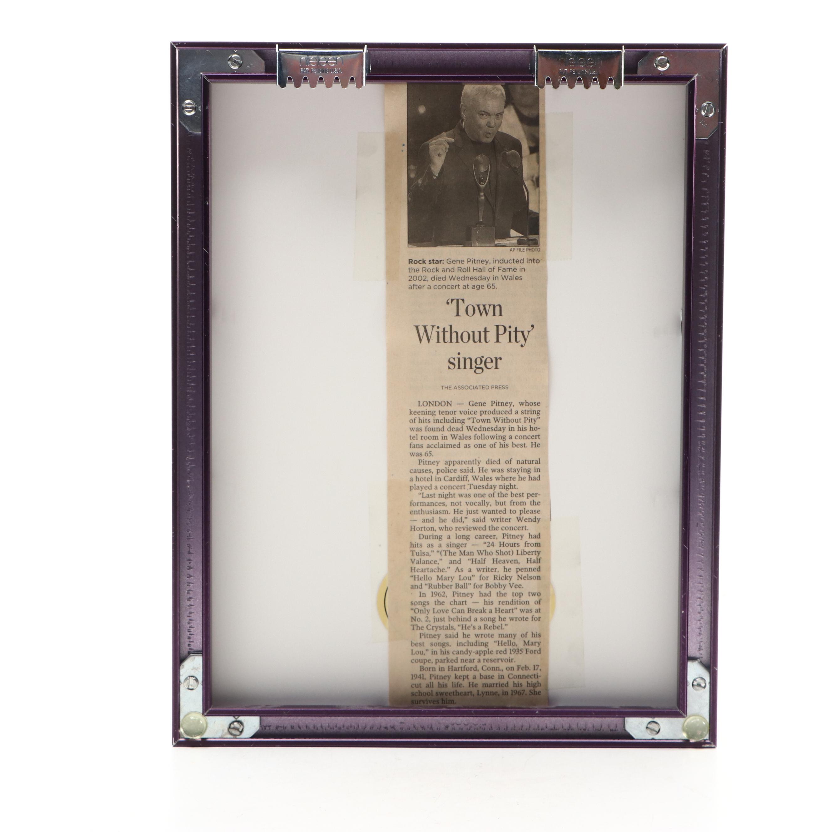 Gene Pitney Signed "Rock & Roll Hall of Fame Class of 2002" Poster