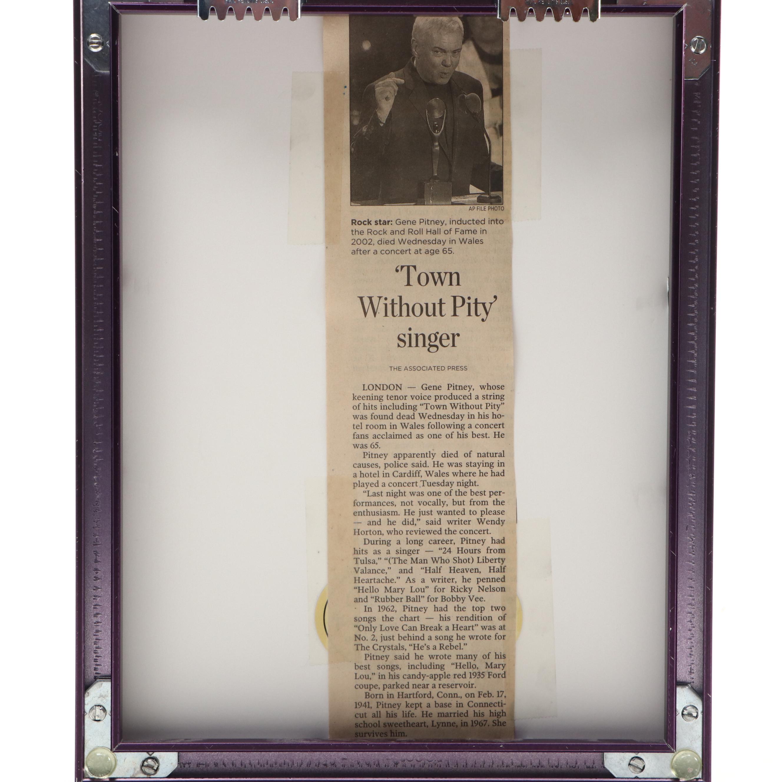 Gene Pitney Signed "Rock & Roll Hall of Fame Class of 2002" Poster