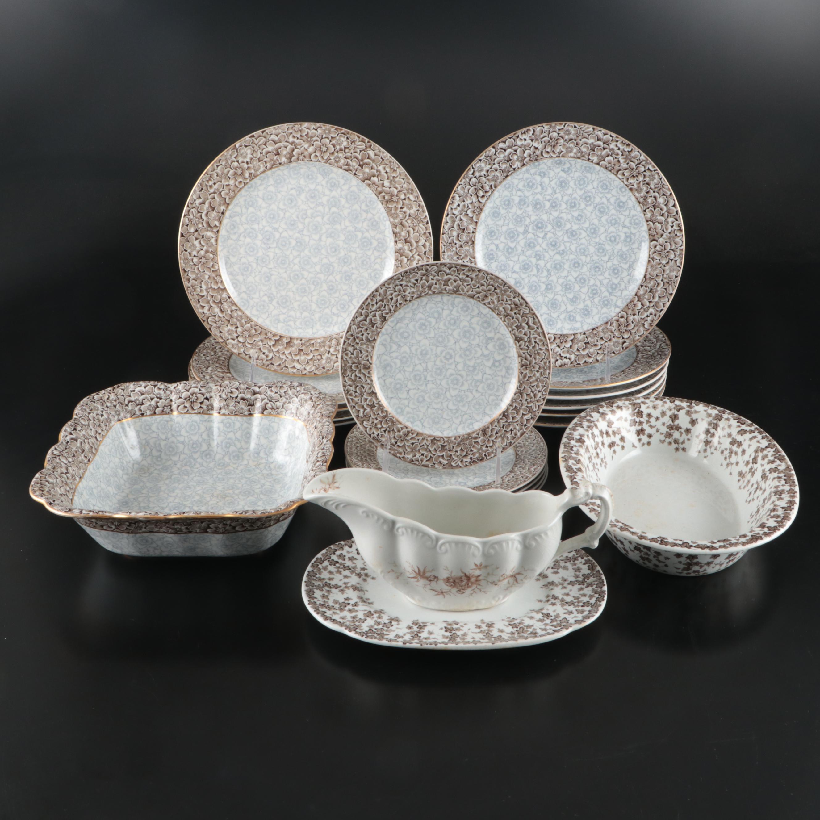 Royal Worcester Floral Ceramic Dinnerware with Other Gravy Boat