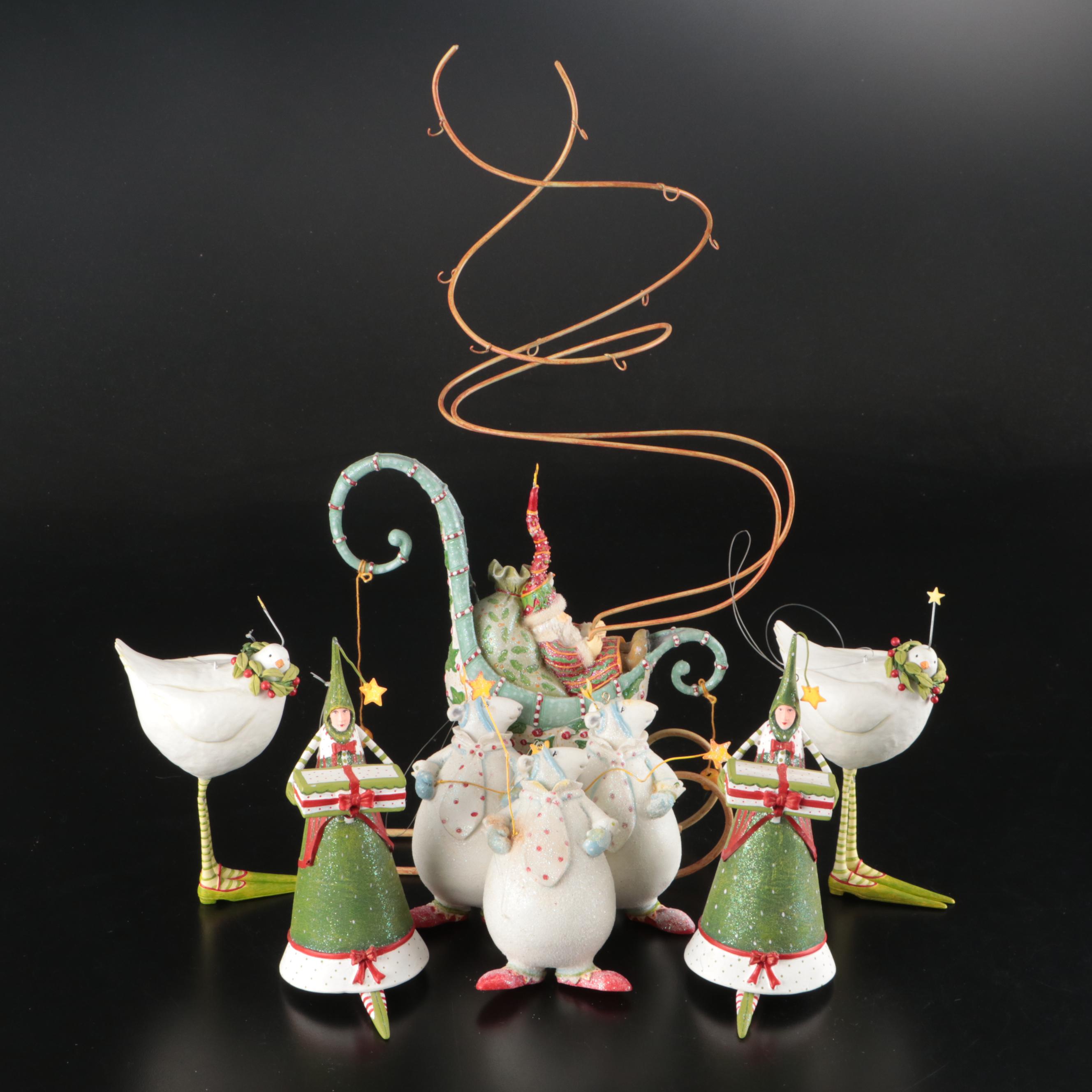 MacKenzie-Childs "Krinkles" and Patience Brewster Whimsical Ornaments with Tree