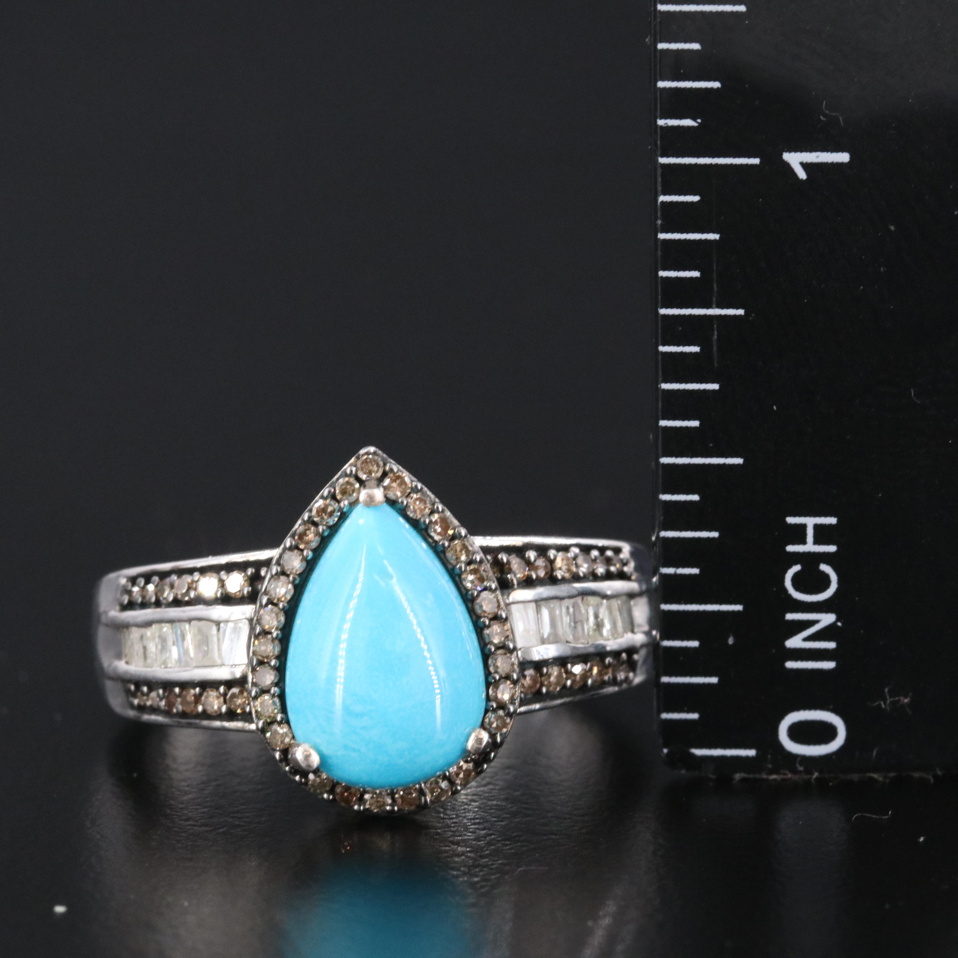 Sterling Turquoise and Diamond Ring