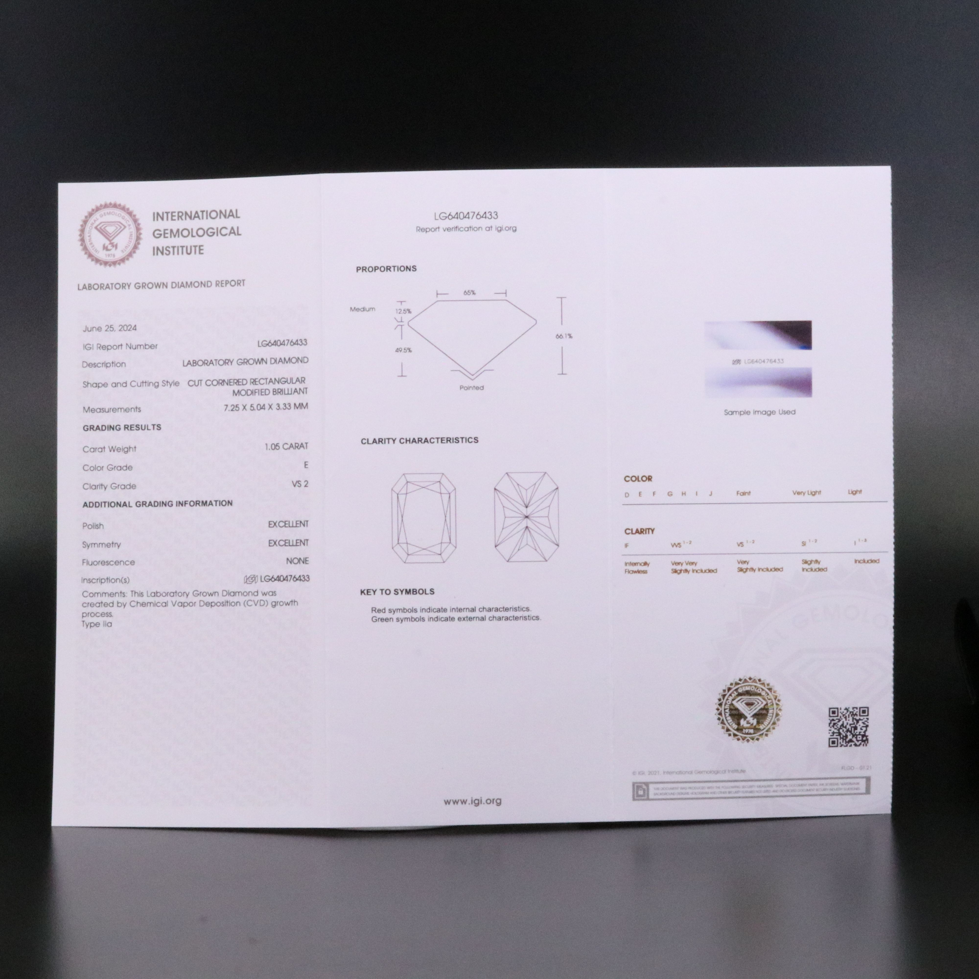 Loose 1.05 CT Lab Grown Diamond with IGI Report