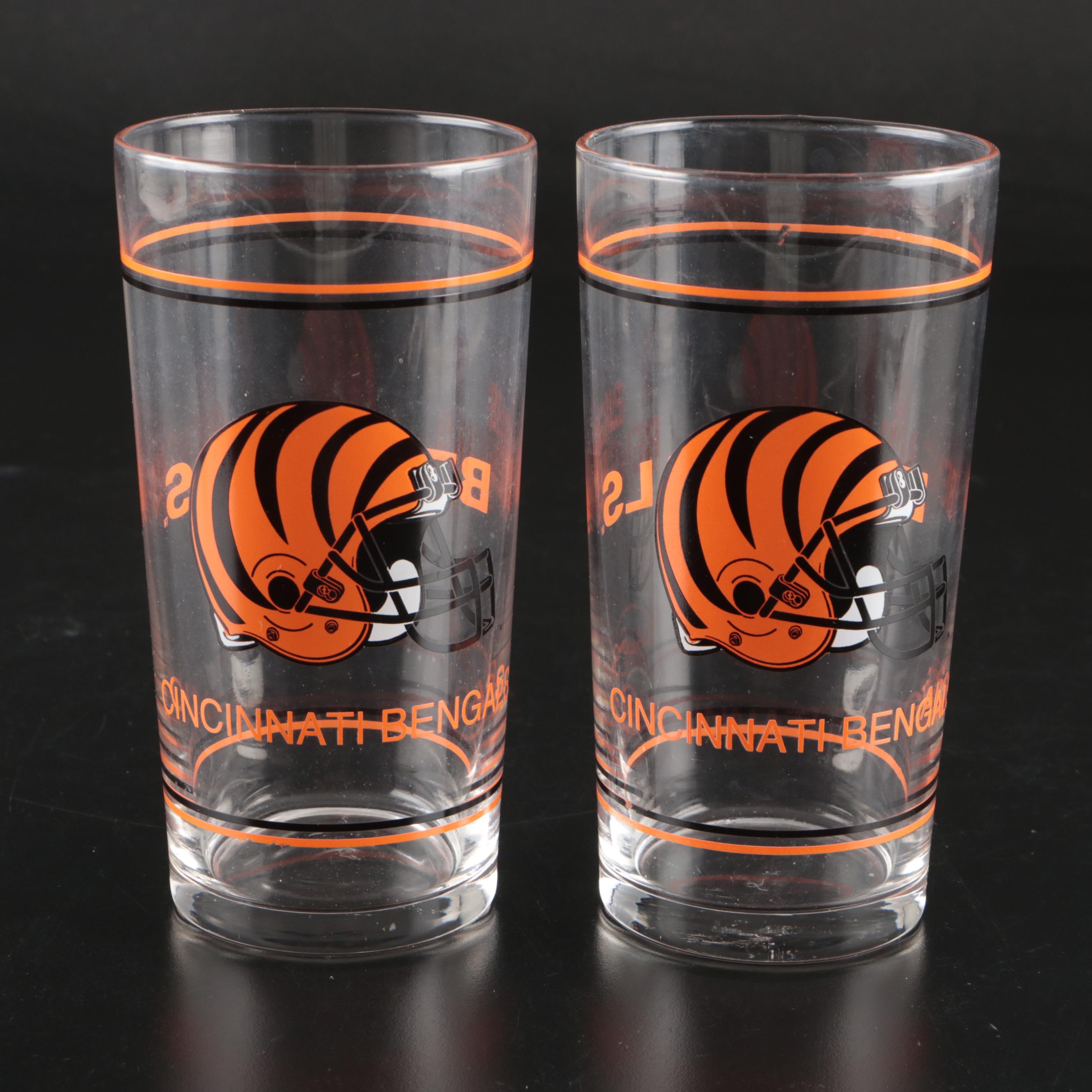 Cincinnati Bengals Glass Tumblers with Ceramic Tiger and Mug
