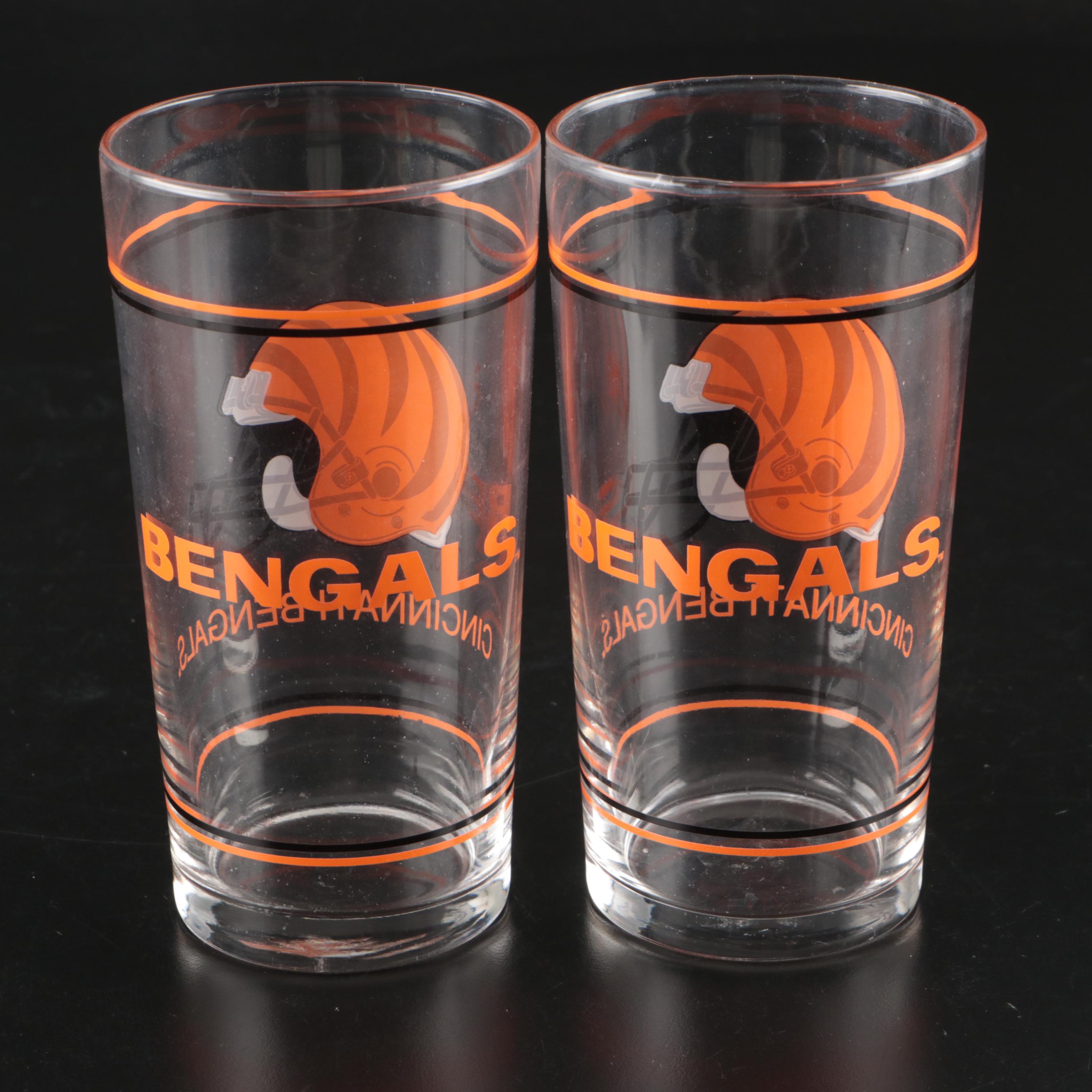 Cincinnati Bengals Glass Tumblers with Ceramic Tiger and Mug