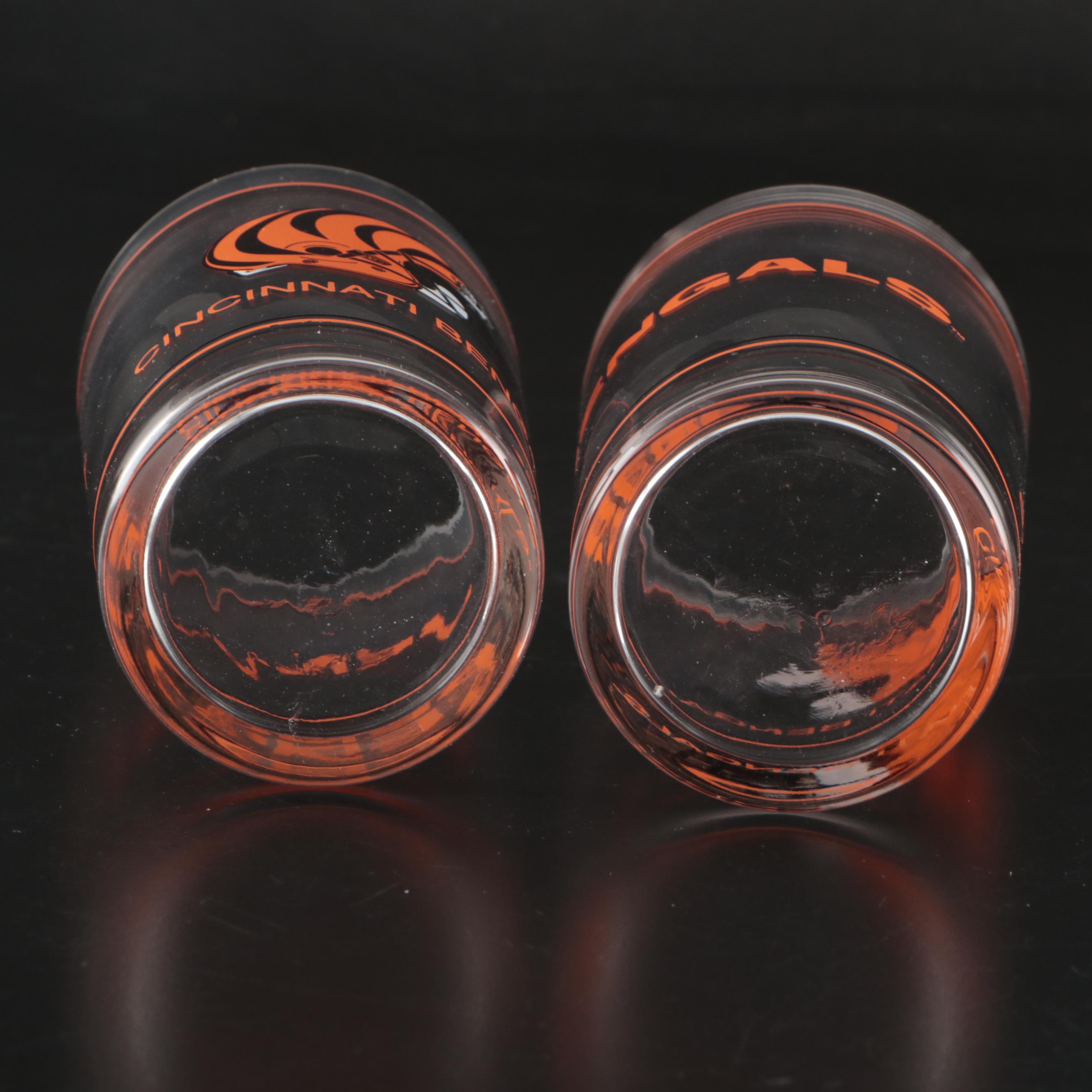 Cincinnati Bengals Glass Tumblers with Ceramic Tiger and Mug