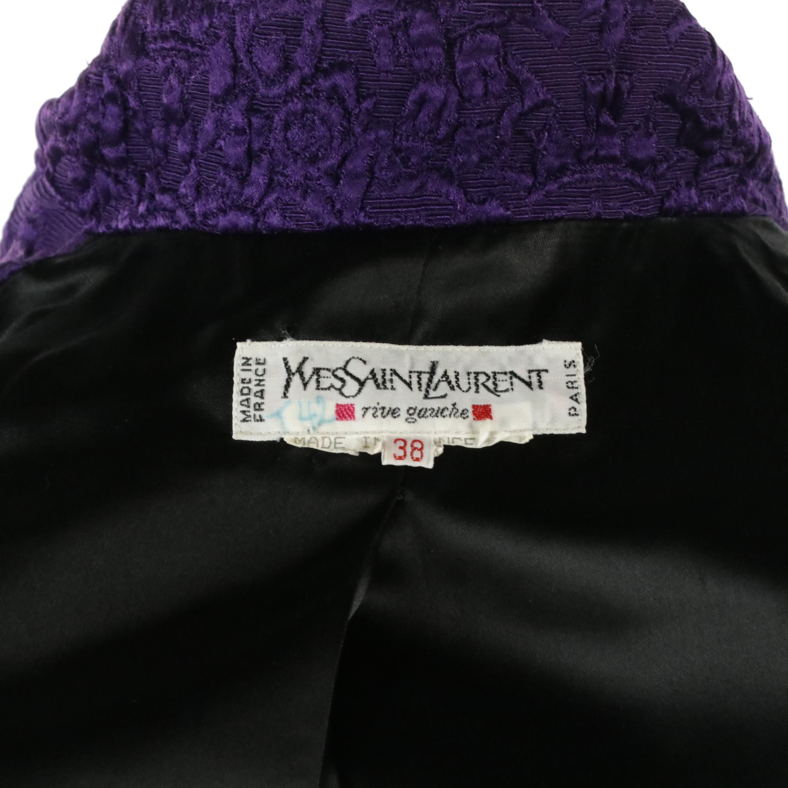 Yves Saint Laurent Rive Gauche Asian Inspired Purple Peplum Jacket, 1980s