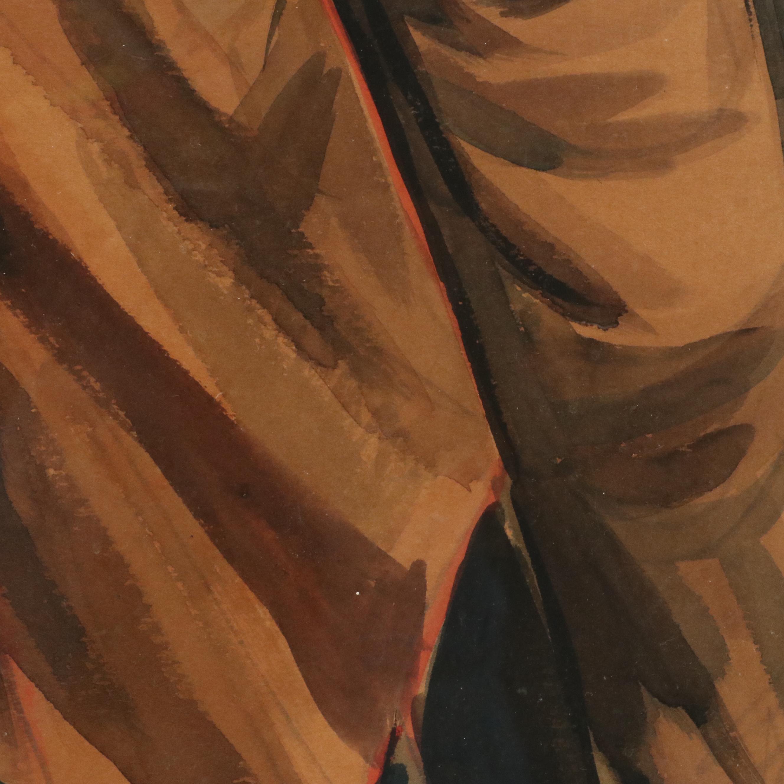 Gilberto Almeida Watercolor Painting of Two Figures