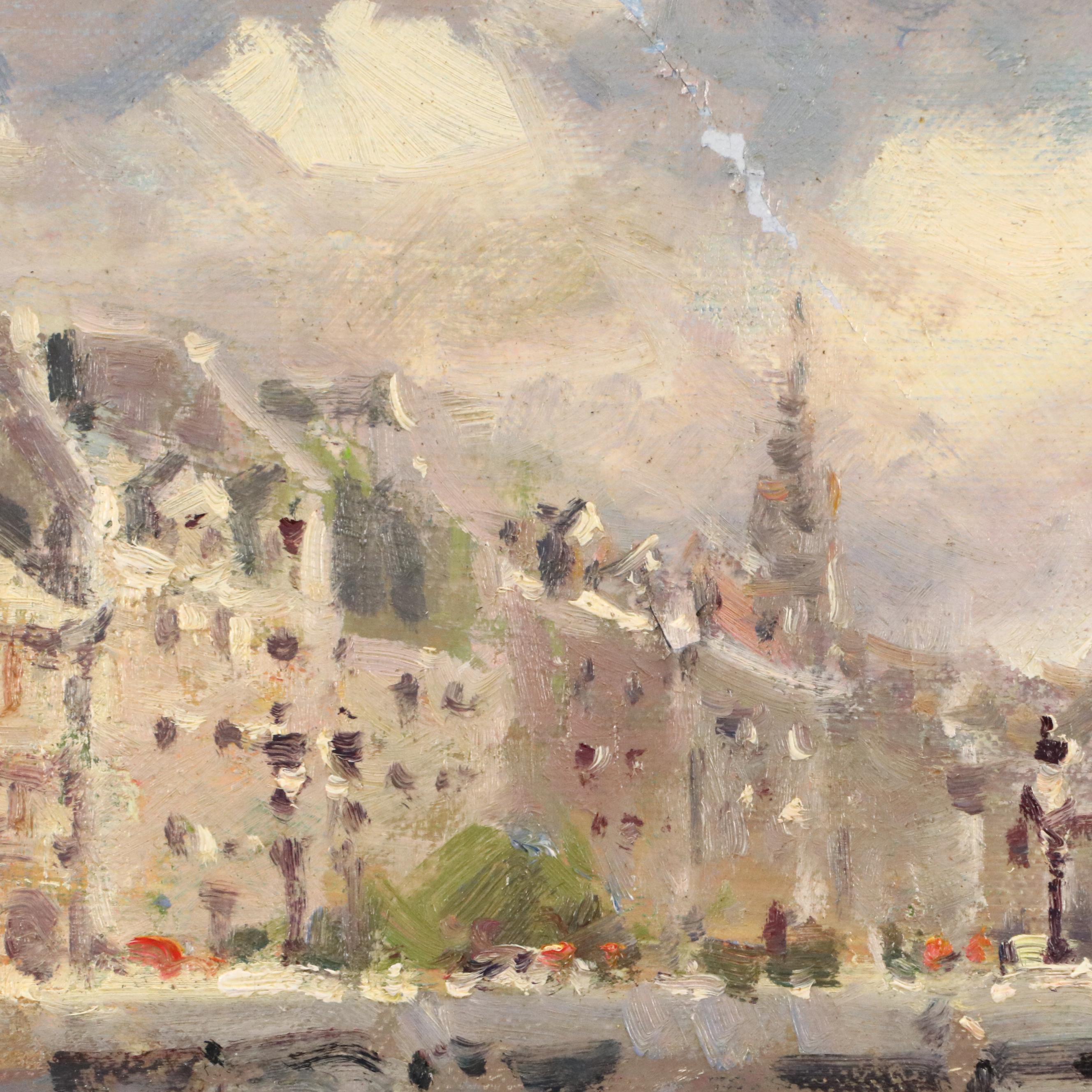 Vincent Lee Parisian Seine River Scene Oil Painting, Late 20th Century