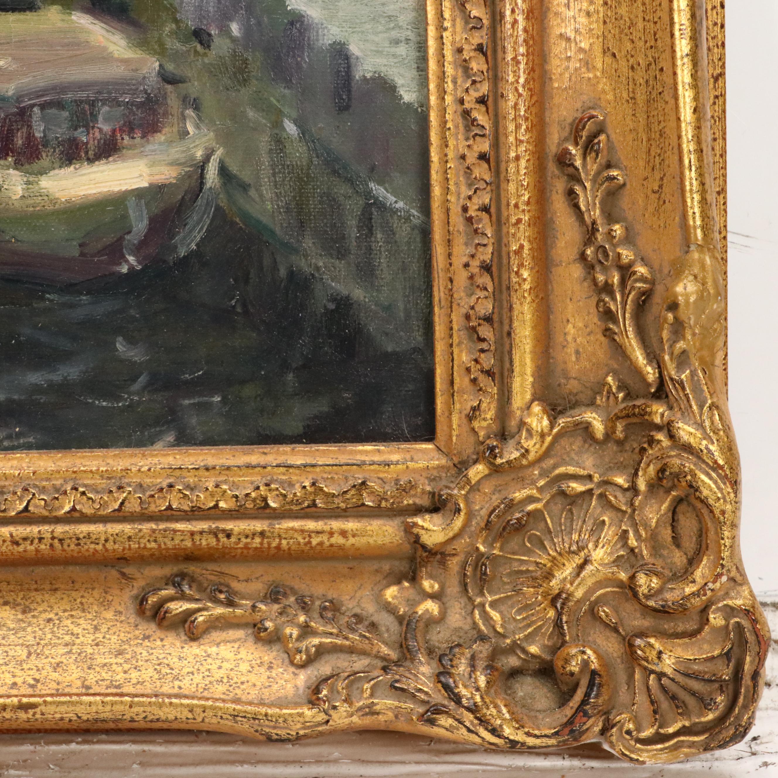 Vincent Lee Parisian Seine River Scene Oil Painting, Late 20th Century