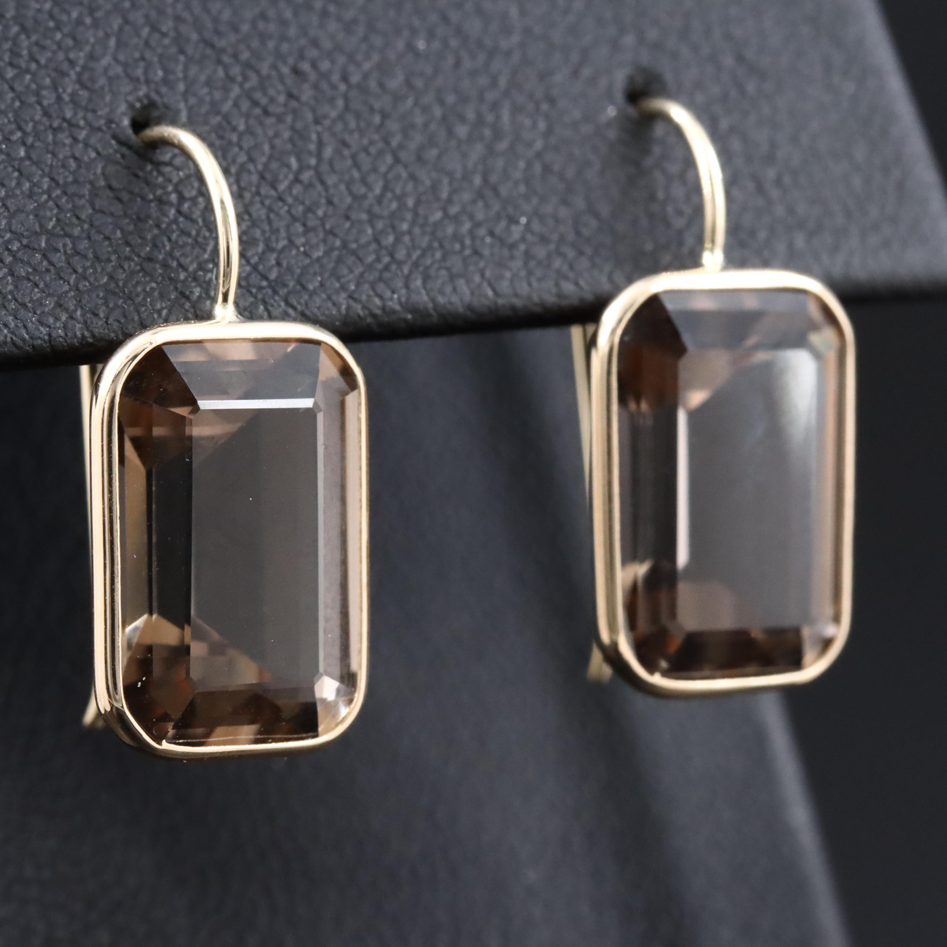 14K Smoky Quartz Earrings