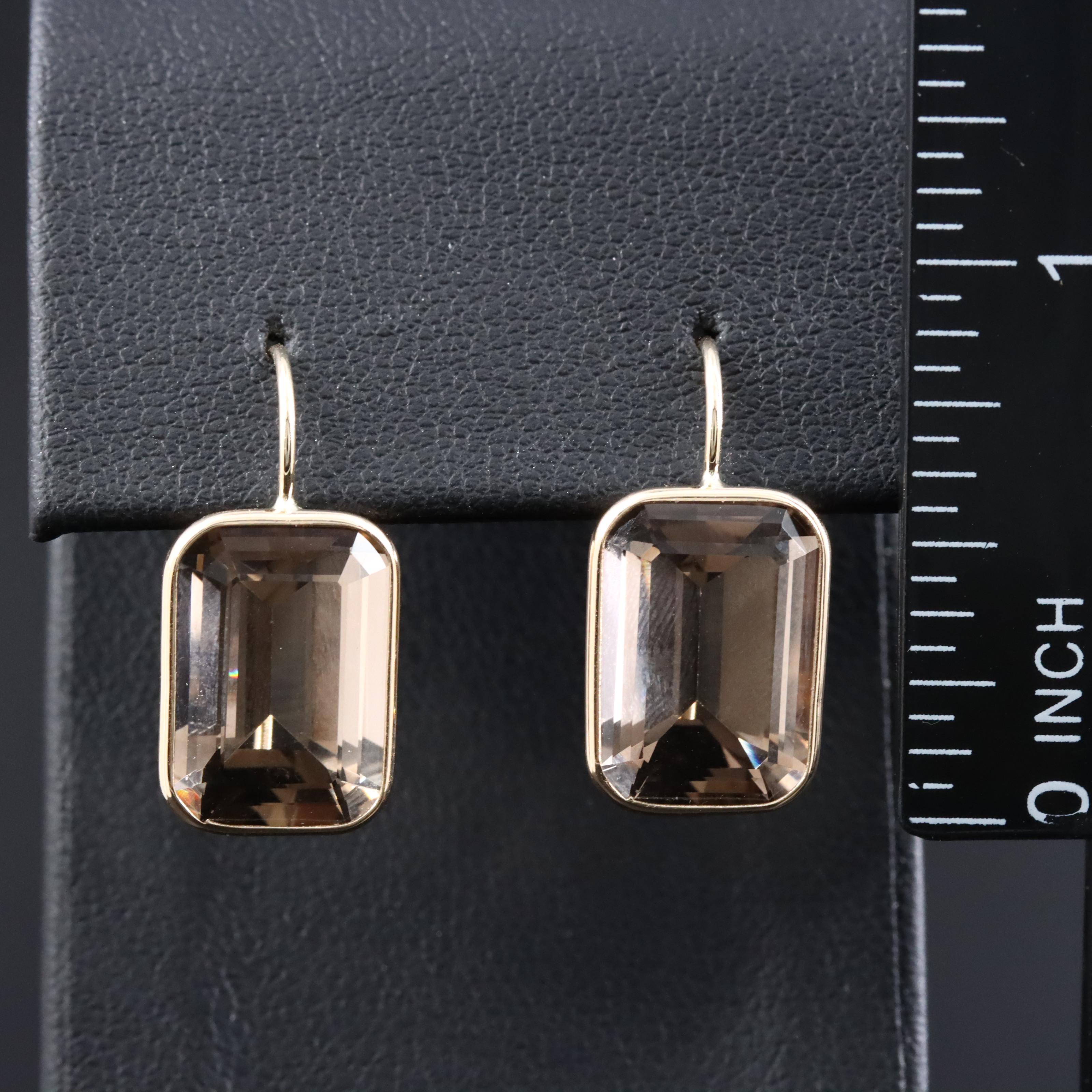14K Smoky Quartz Earrings
