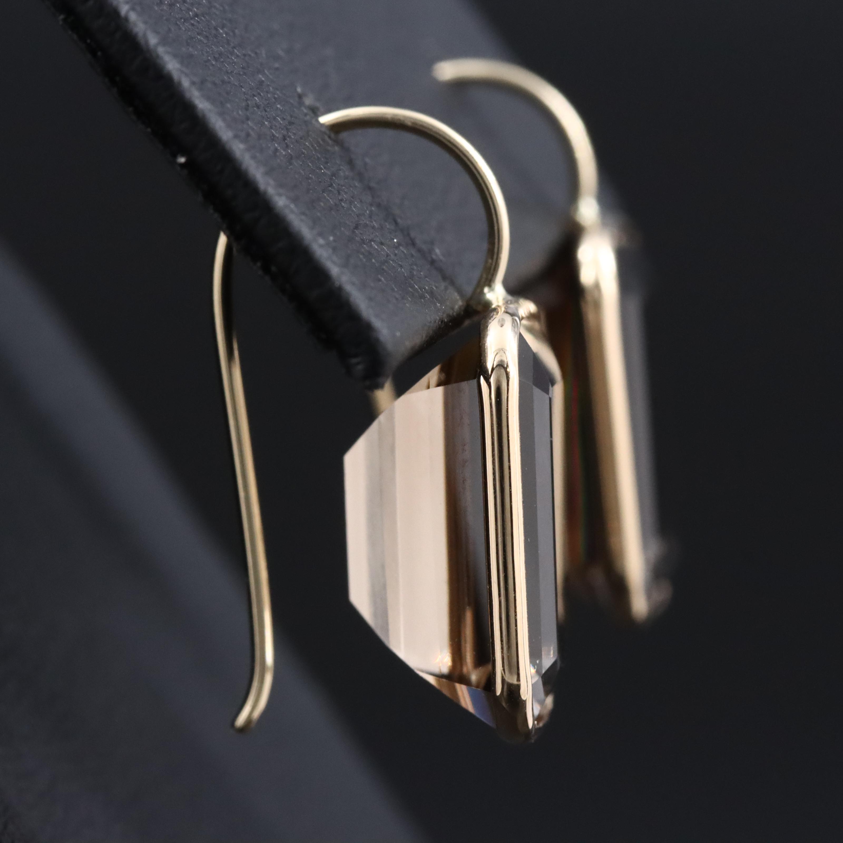 14K Smoky Quartz Earrings