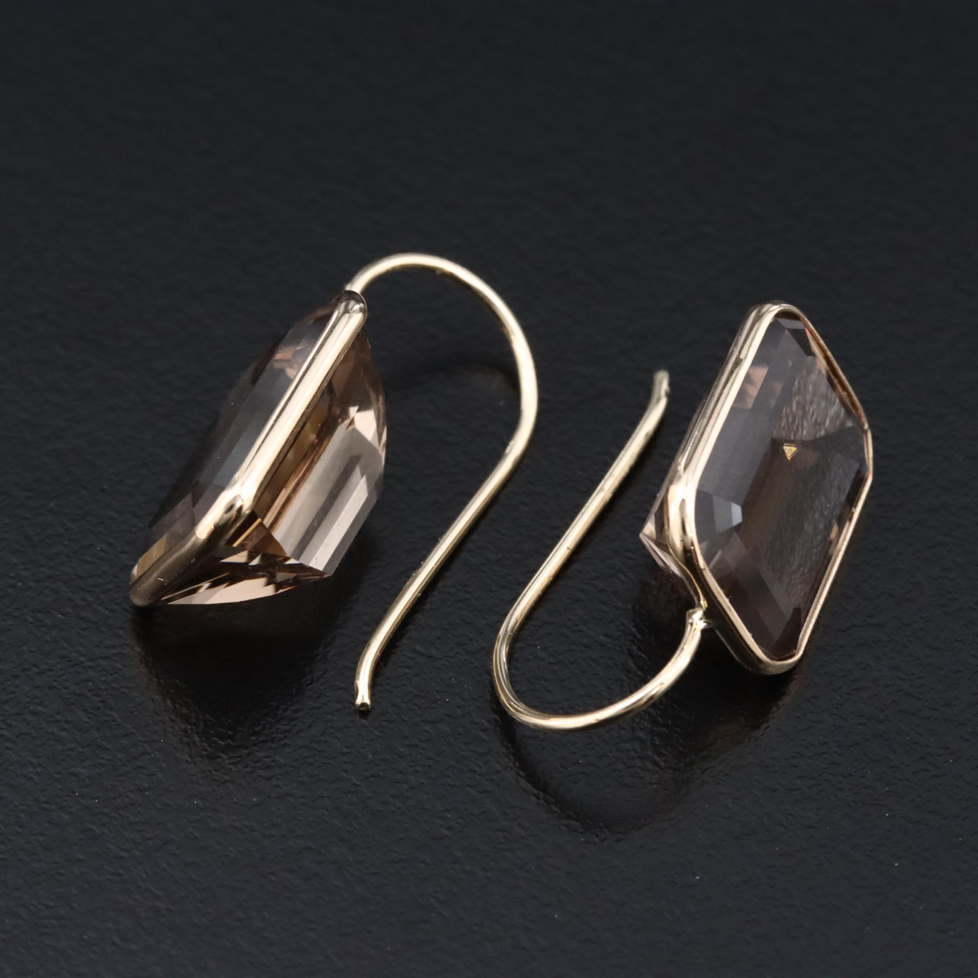 14K Smoky Quartz Earrings