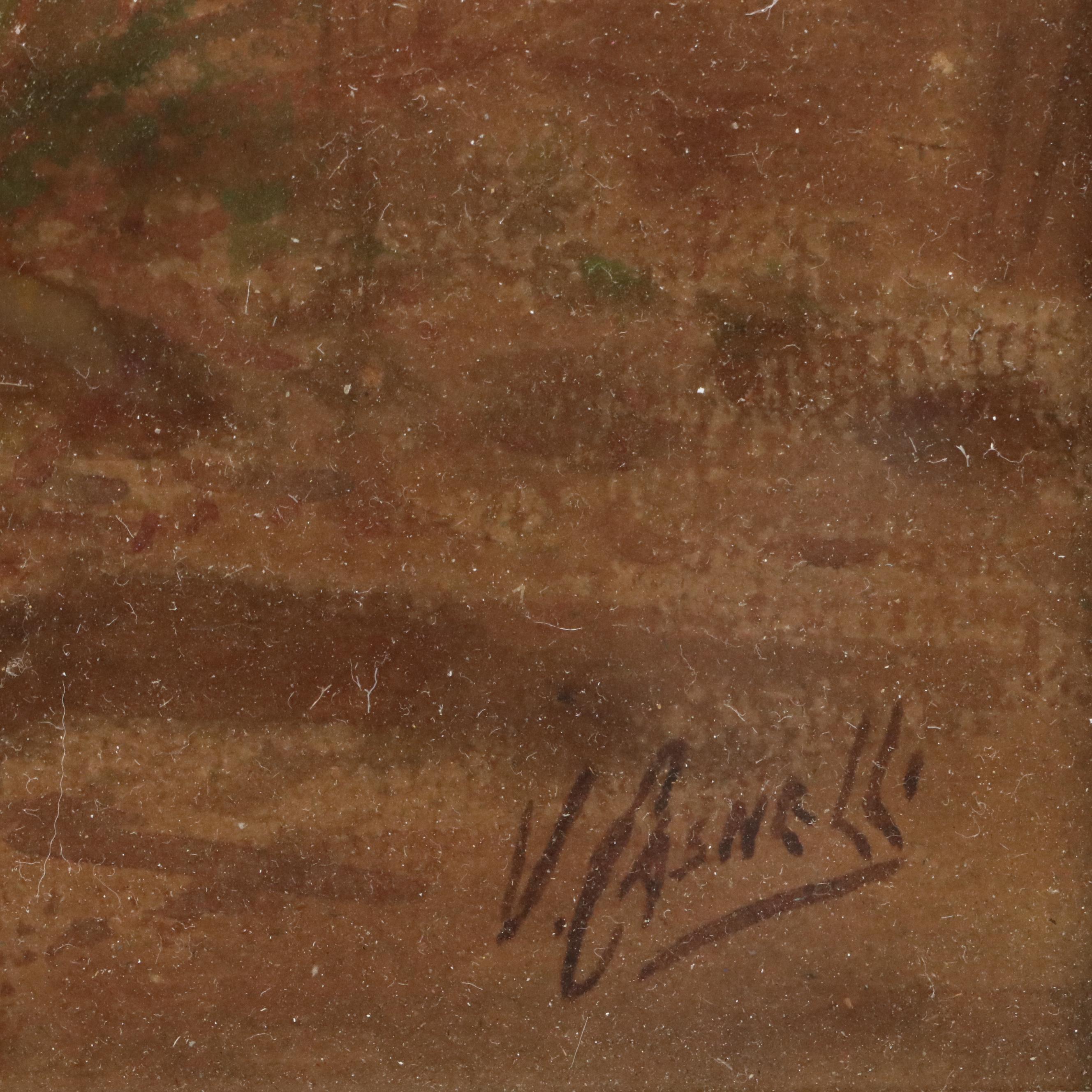 Victor Casnelli Orientalist Watercolor Painting of Desert Scene, Circa 1900