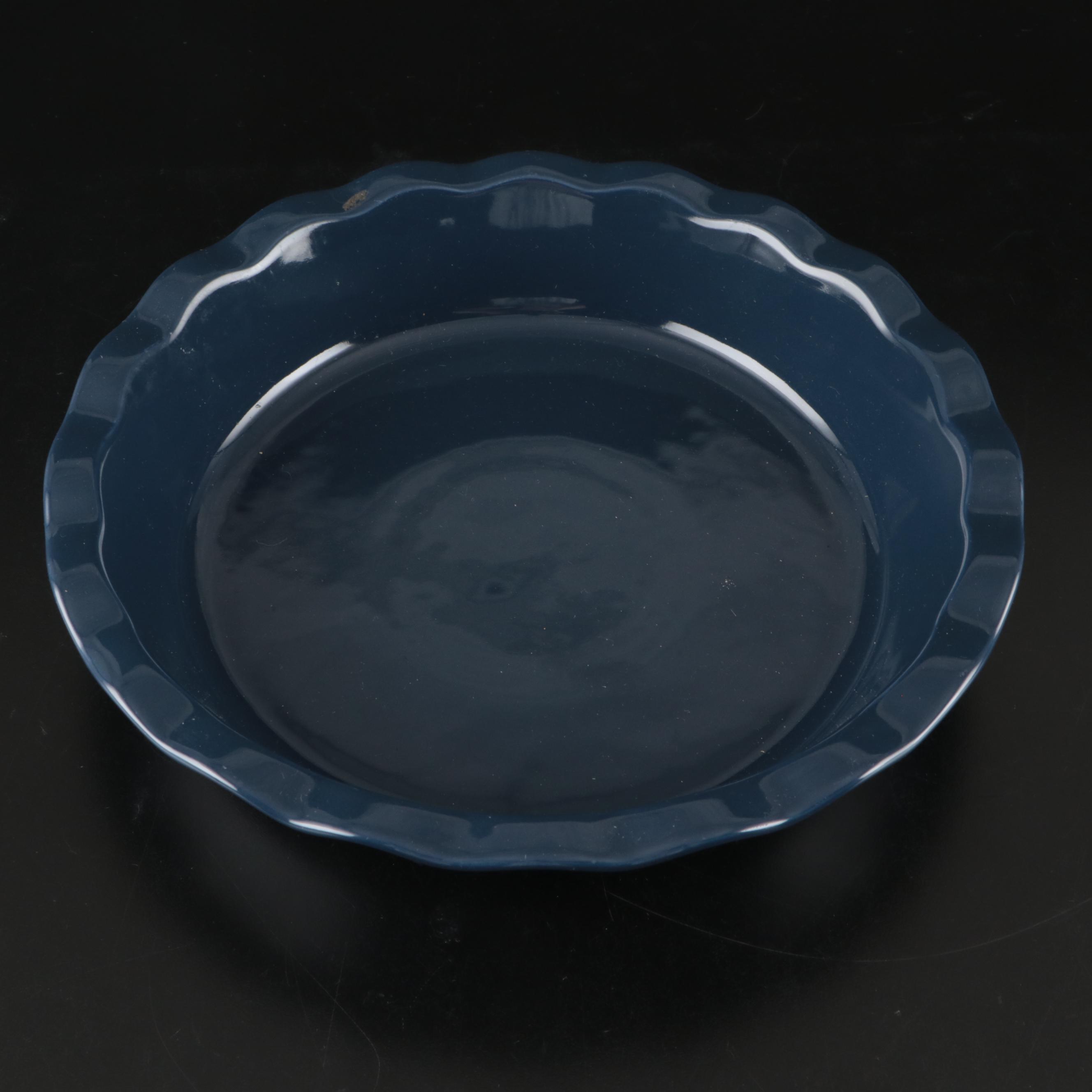 Portuguese Threshold Stoneware Ruffled Pie Dish with Pyrex Glass Baking Dishes