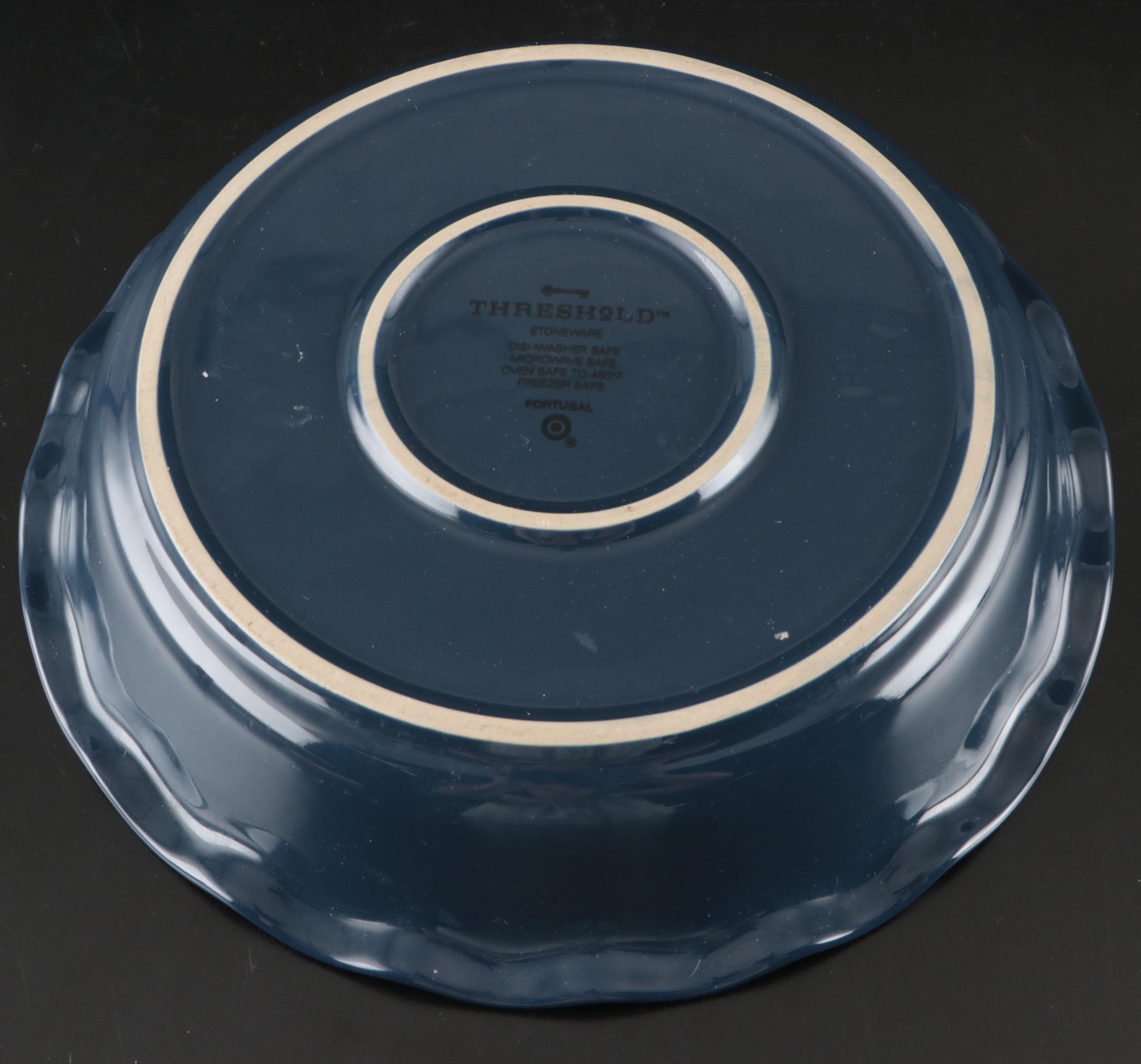 Portuguese Threshold Stoneware Ruffled Pie Dish with Pyrex Glass Baking Dishes