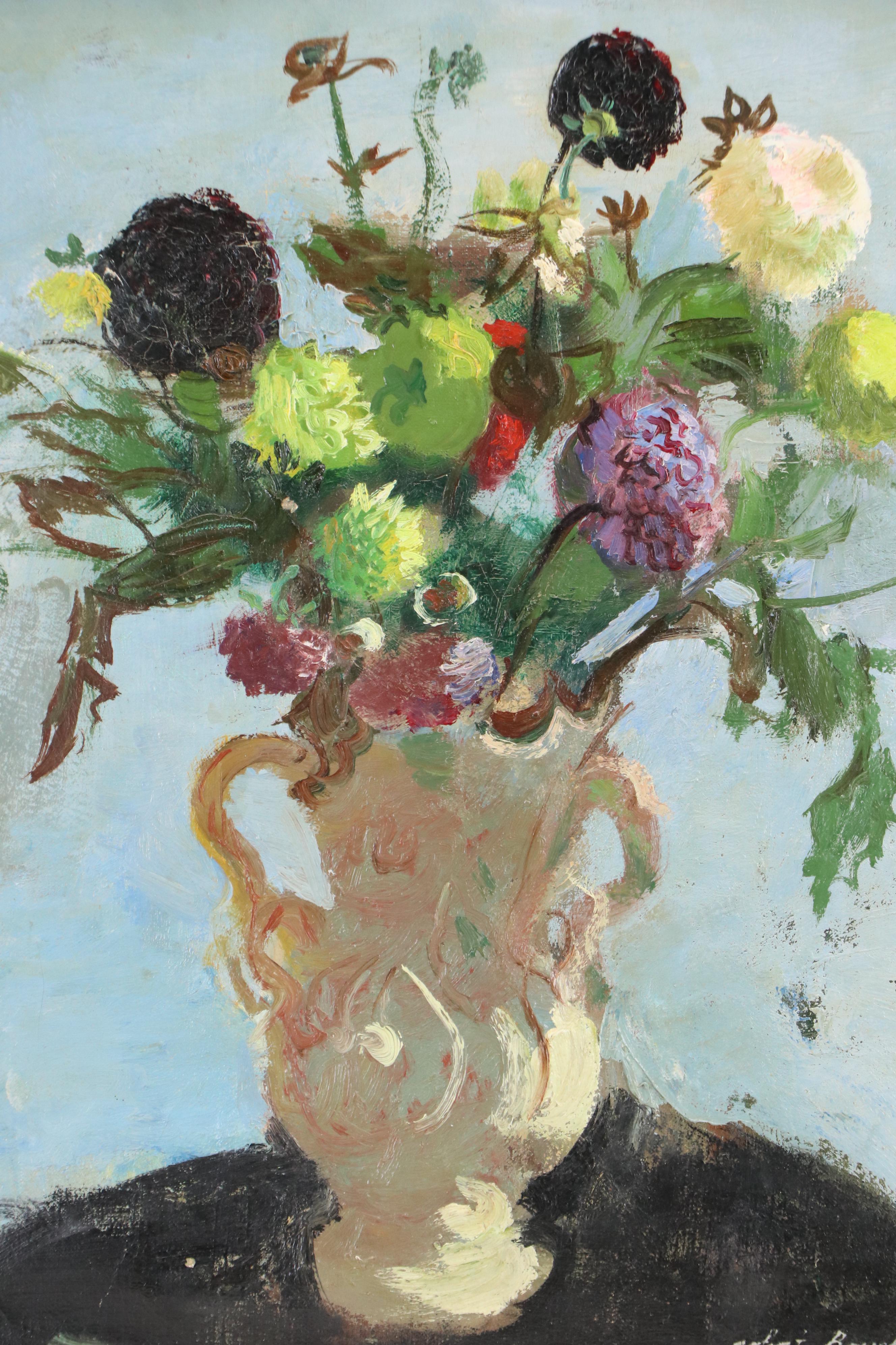 Robert Bouchet Floral Still Life Oil Painting, 1946