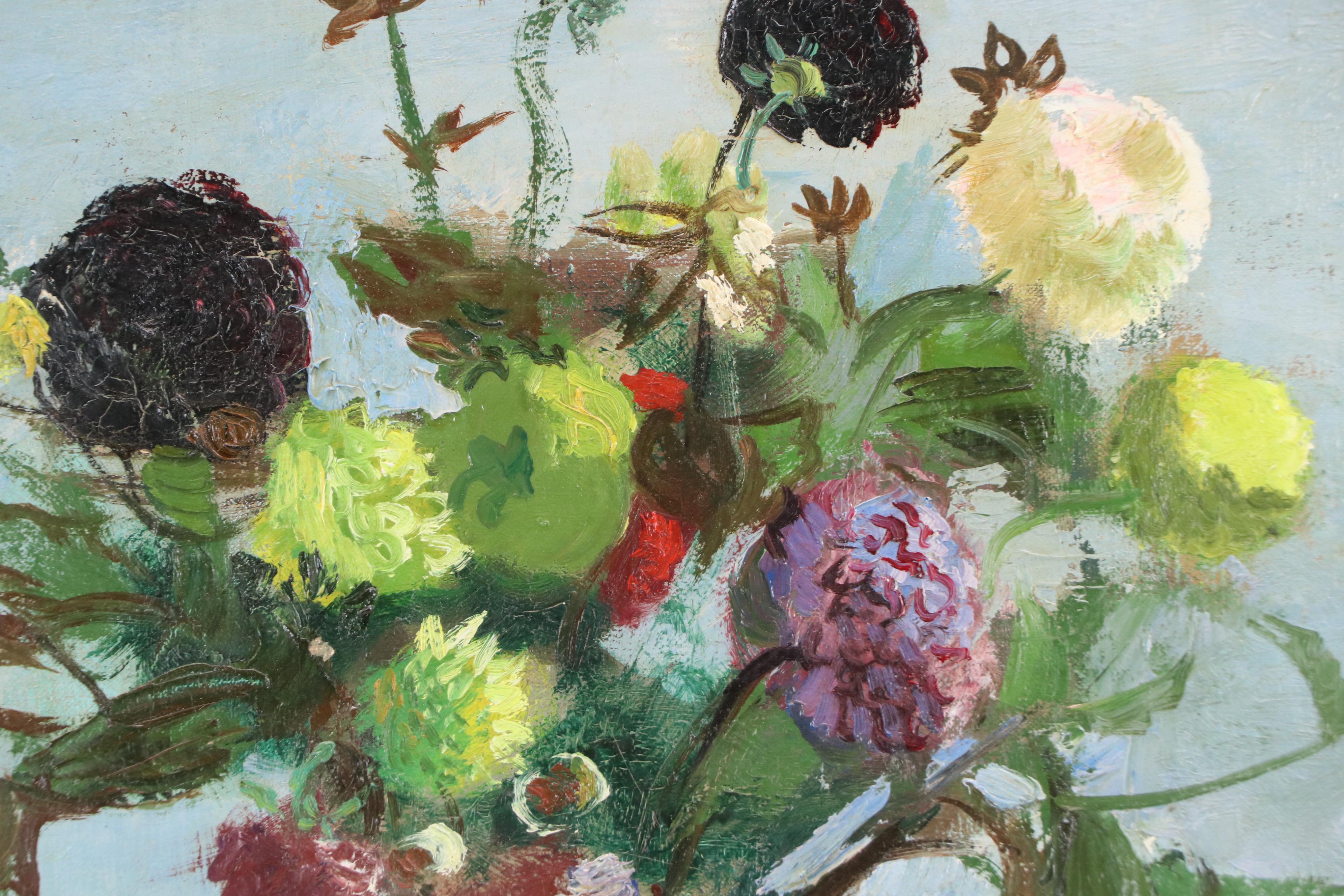 Robert Bouchet Floral Still Life Oil Painting, 1946