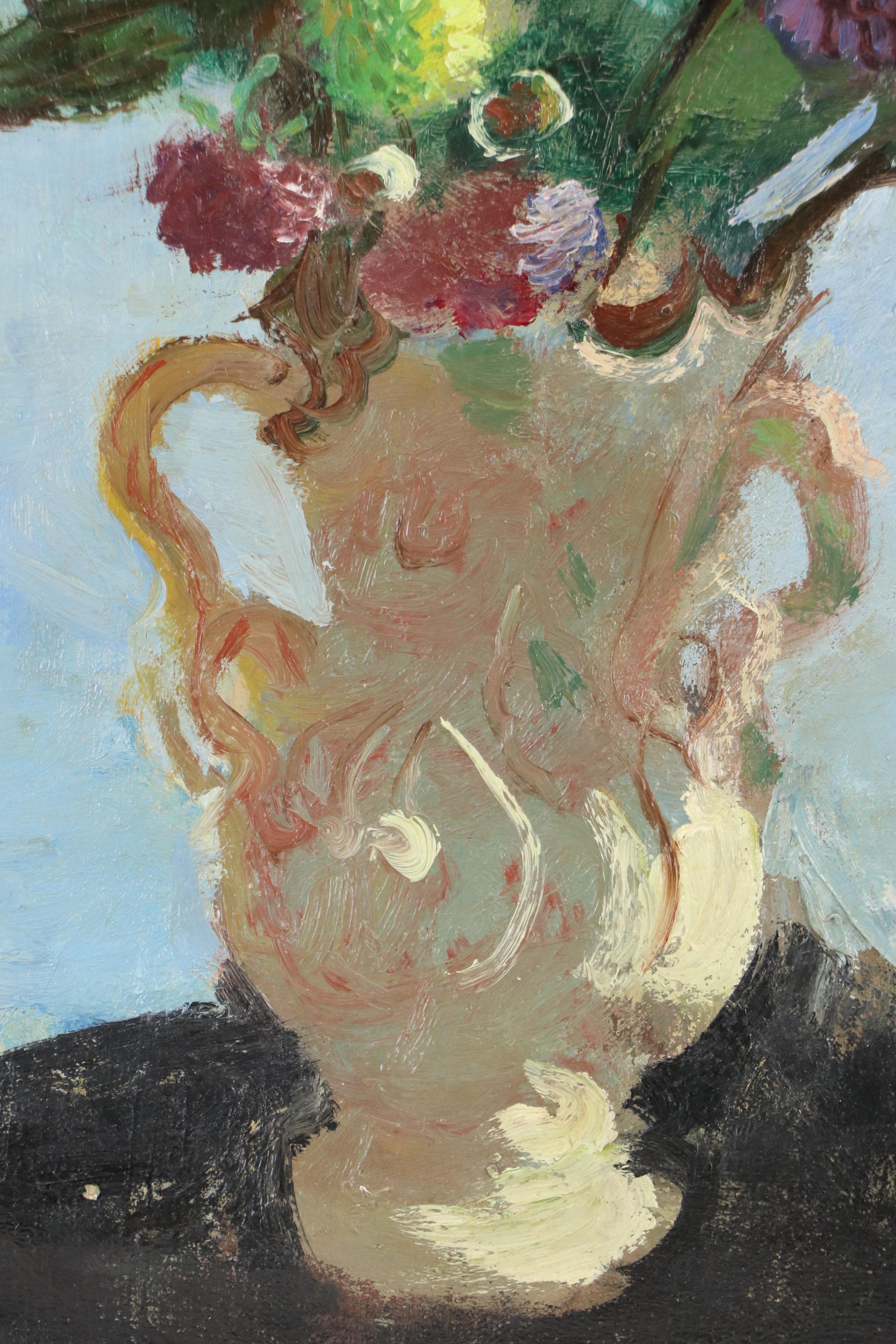 Robert Bouchet Floral Still Life Oil Painting, 1946