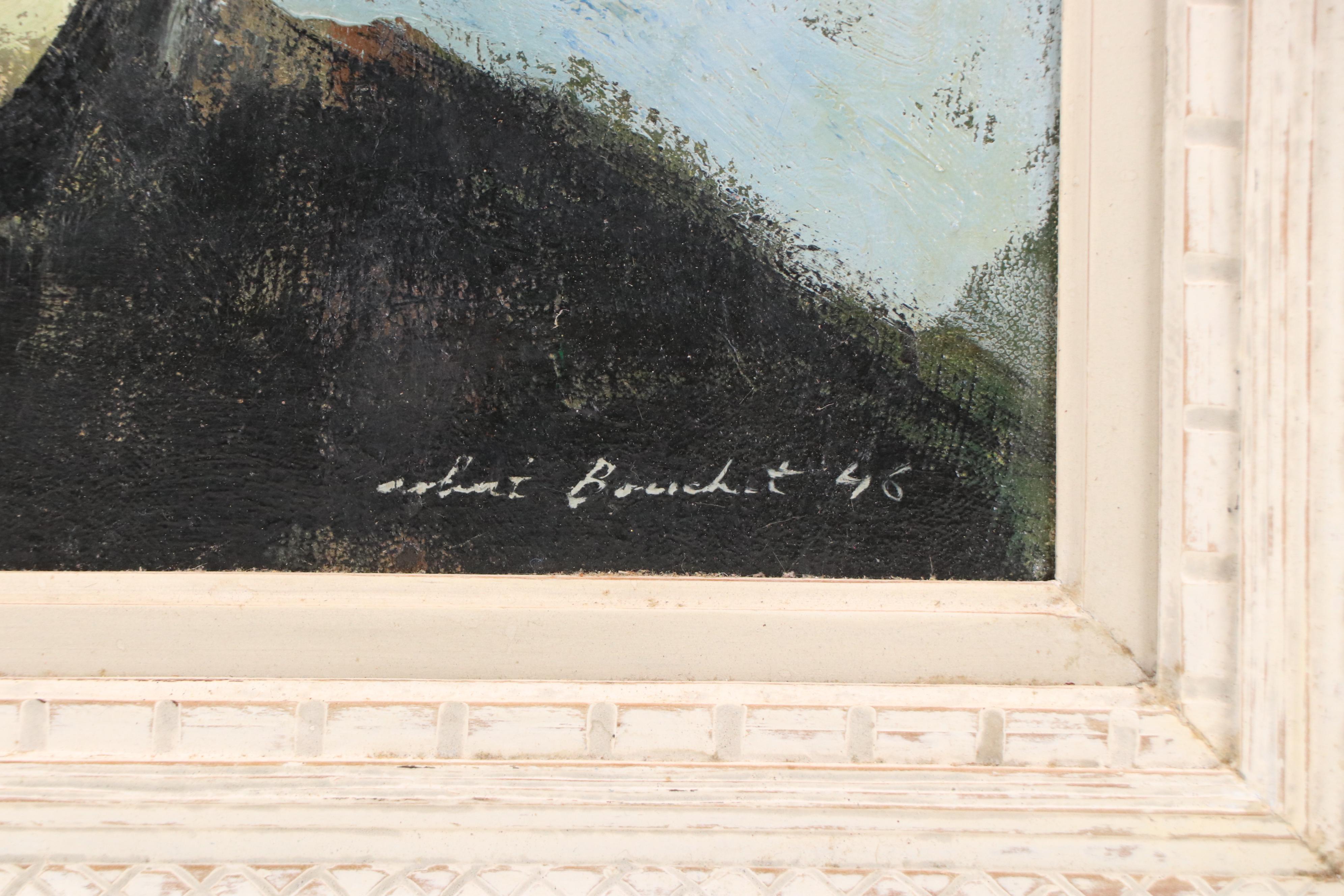 Robert Bouchet Floral Still Life Oil Painting, 1946