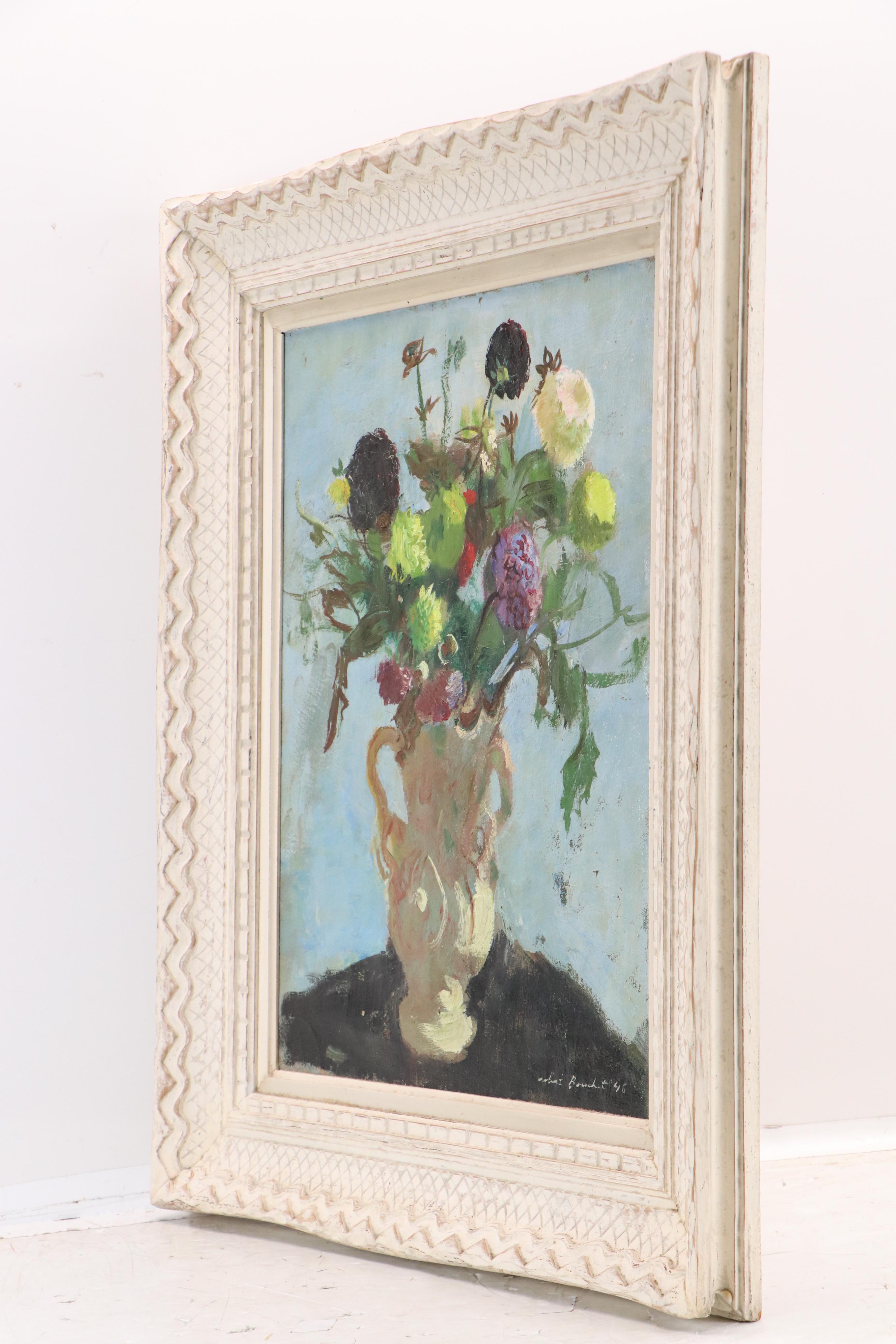 Robert Bouchet Floral Still Life Oil Painting, 1946