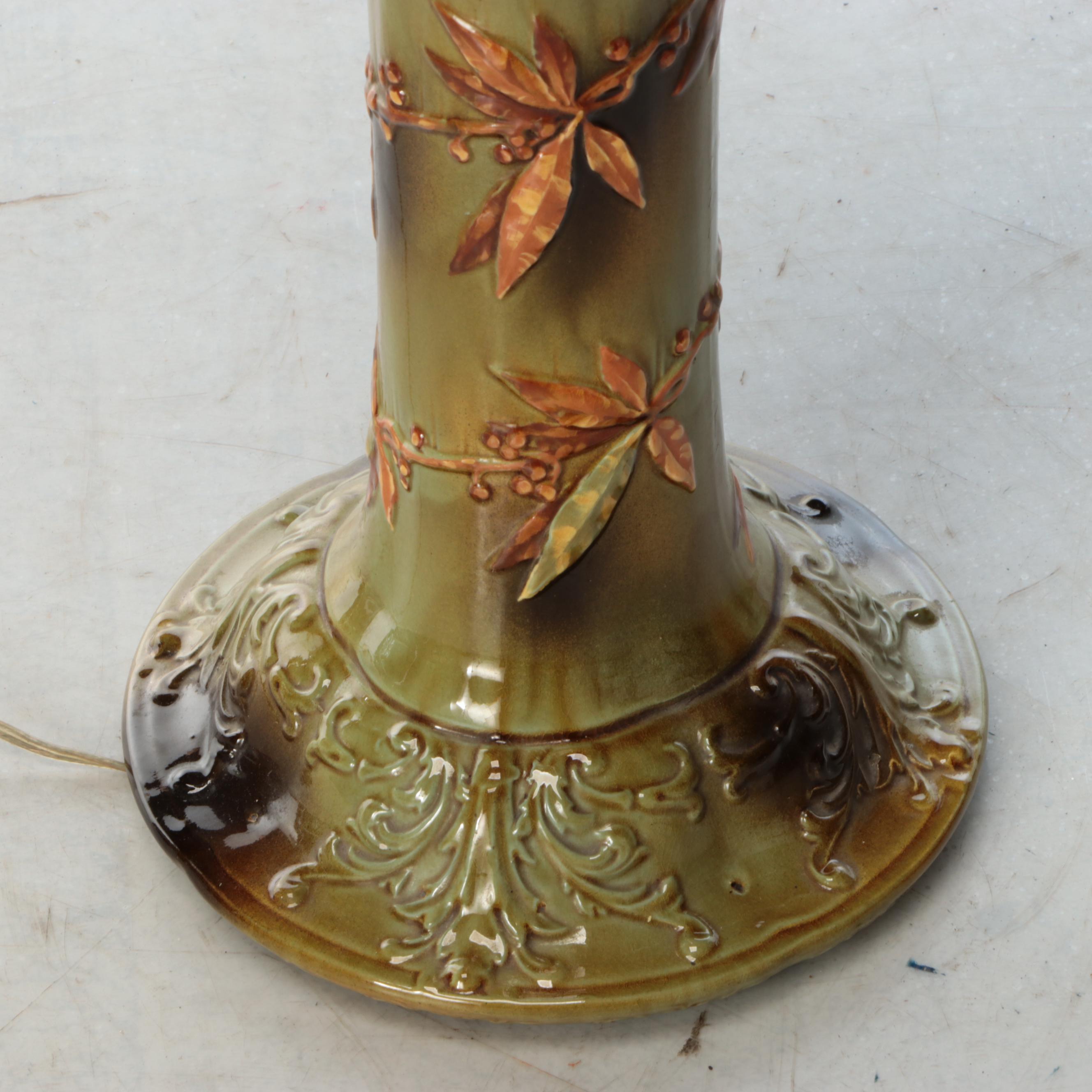Arabesque and Flora Ceramic Bulb Pillar Table Lamp