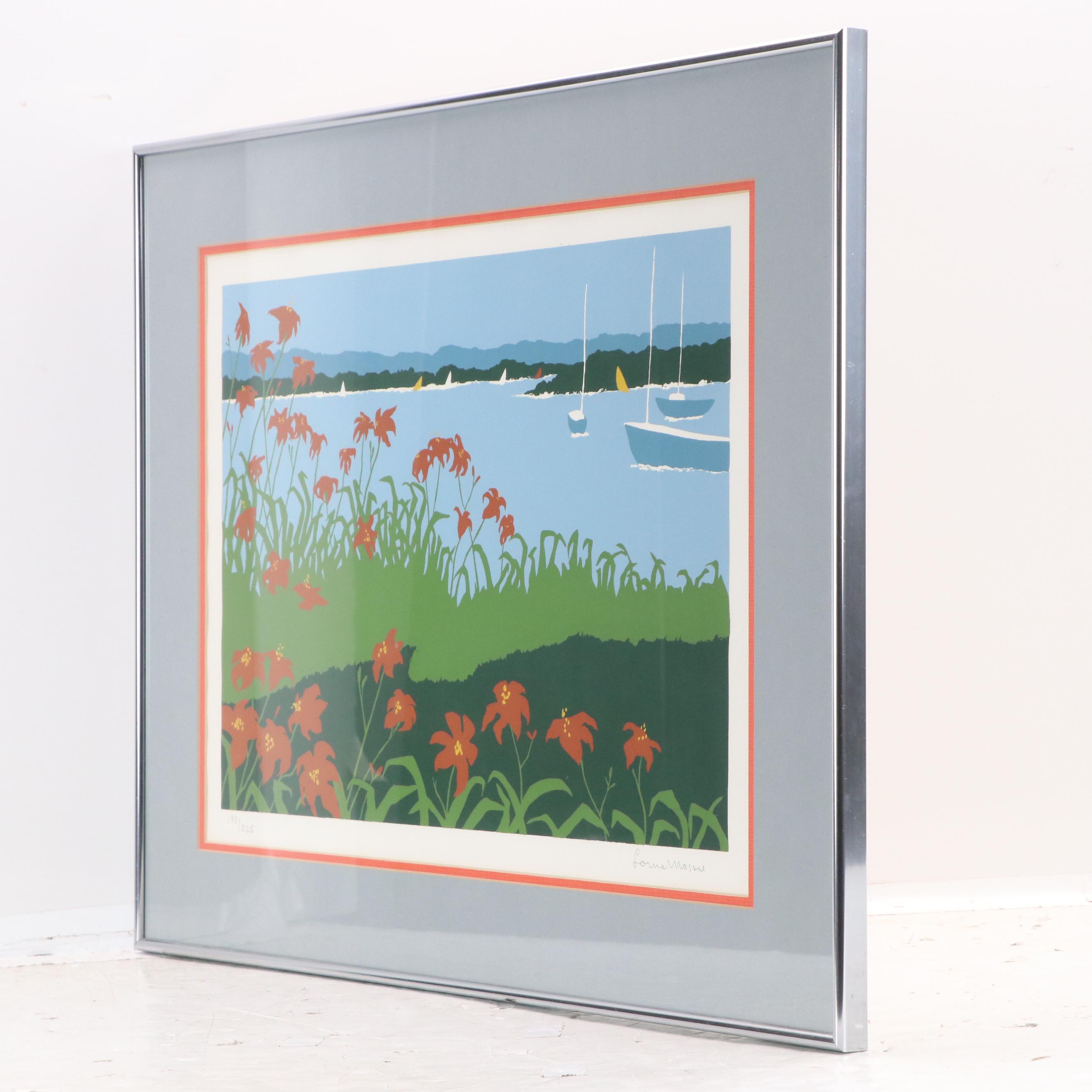 Lorna Massie Serigraph "Harbor Lilies," Late 20th Century
