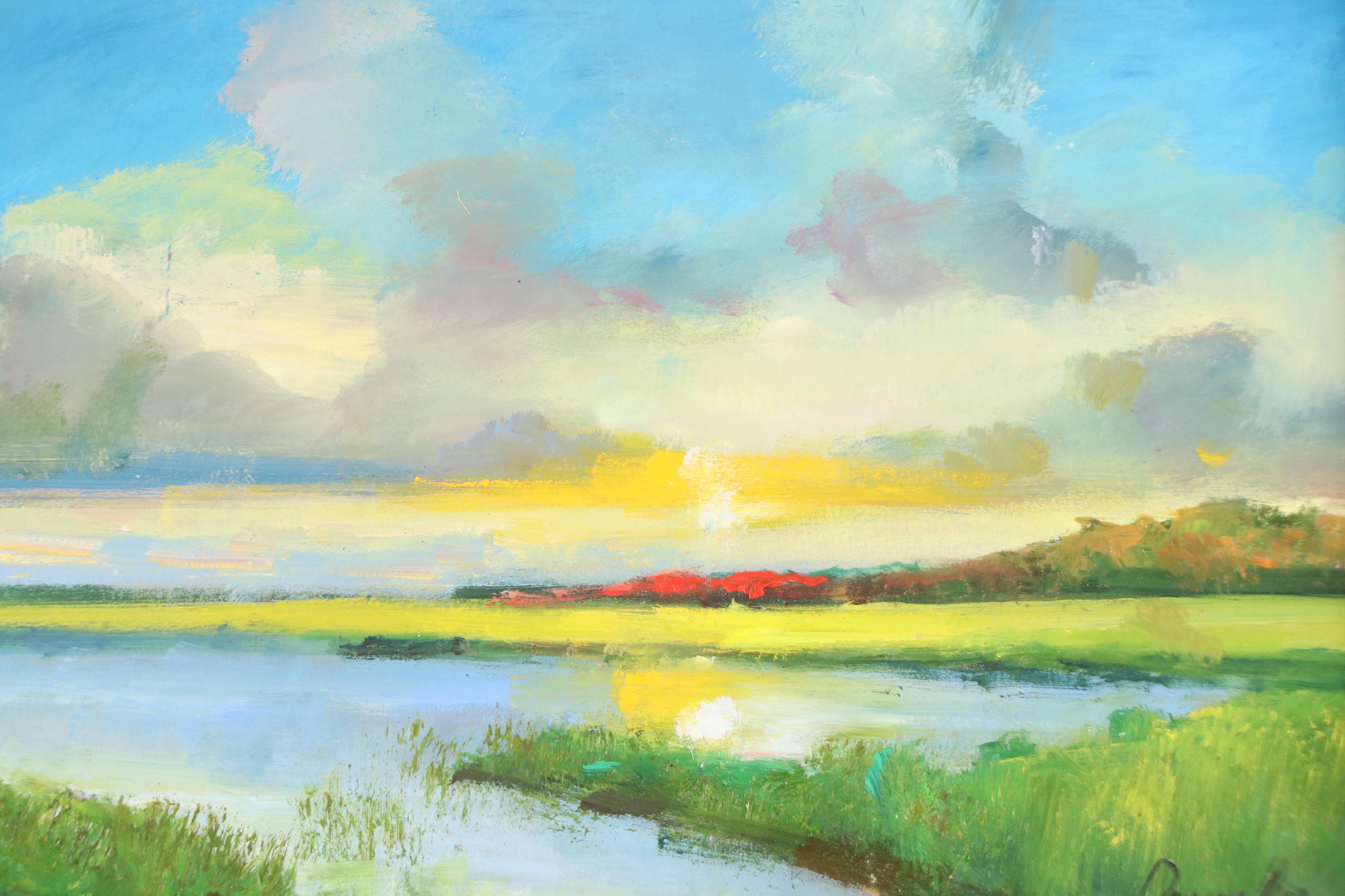 Natalia Demenko Landscape Oil Painting of River, 21st Century