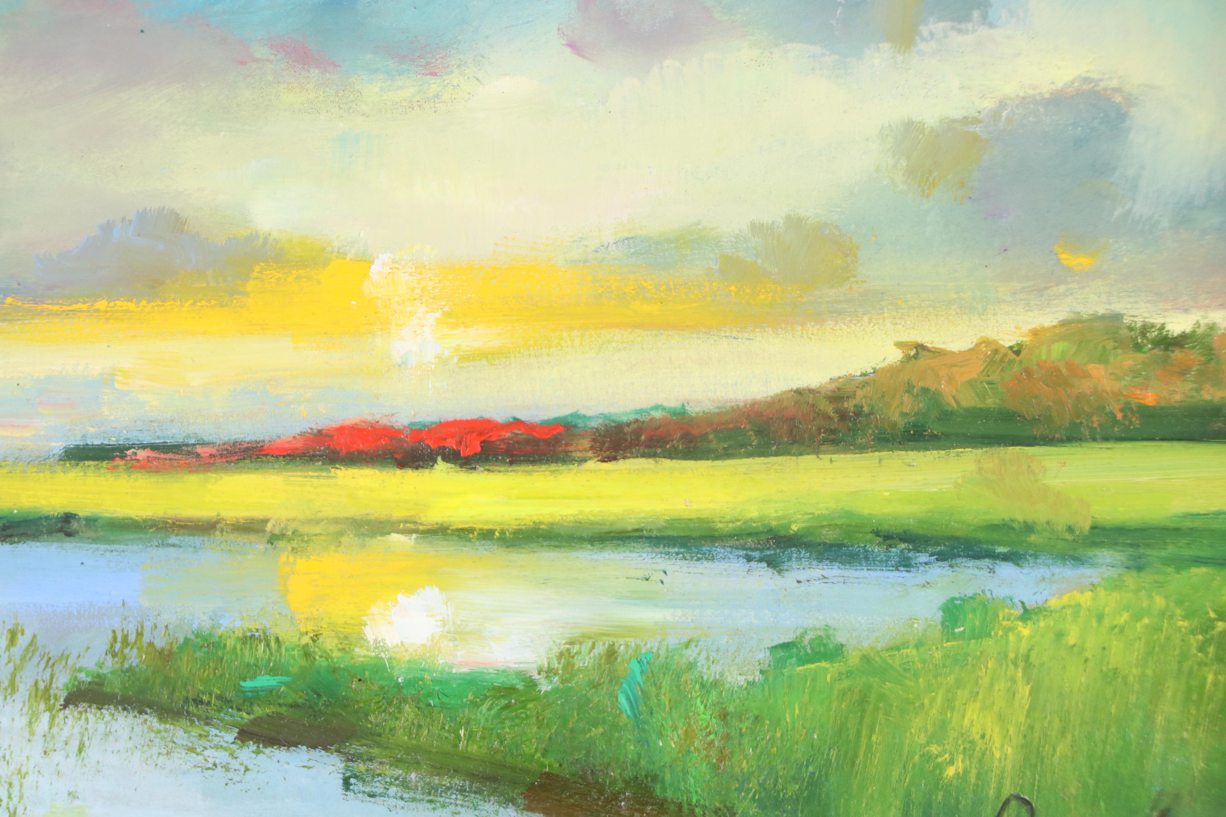 Natalia Demenko Landscape Oil Painting of River, 21st Century