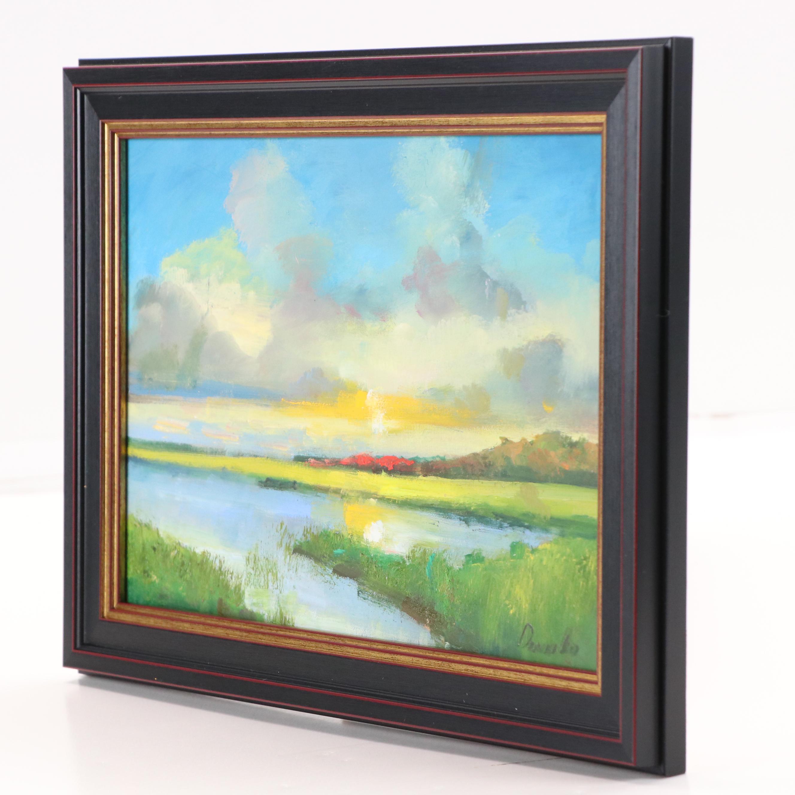 Natalia Demenko Landscape Oil Painting of River, 21st Century