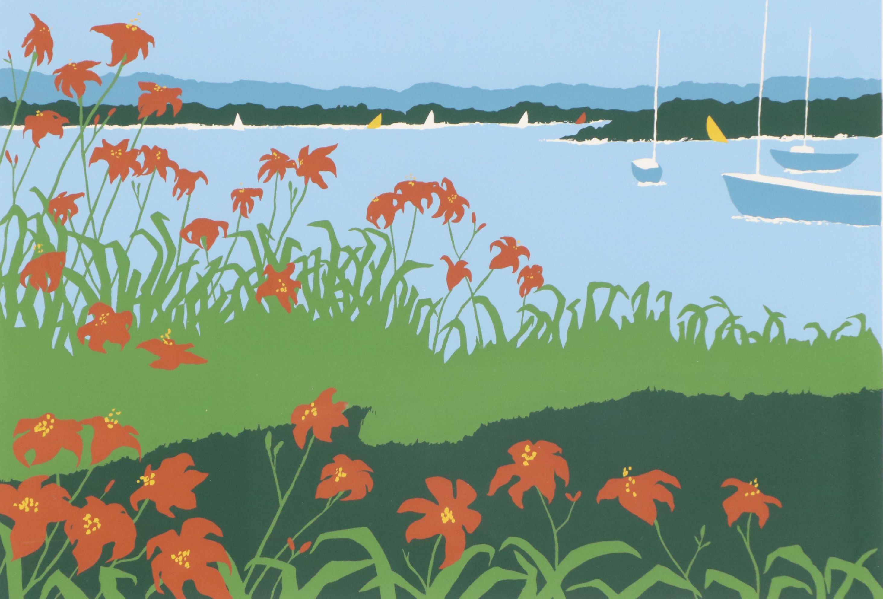 Lorna Massie Serigraph "Harbor Lilies," Late 20th Century