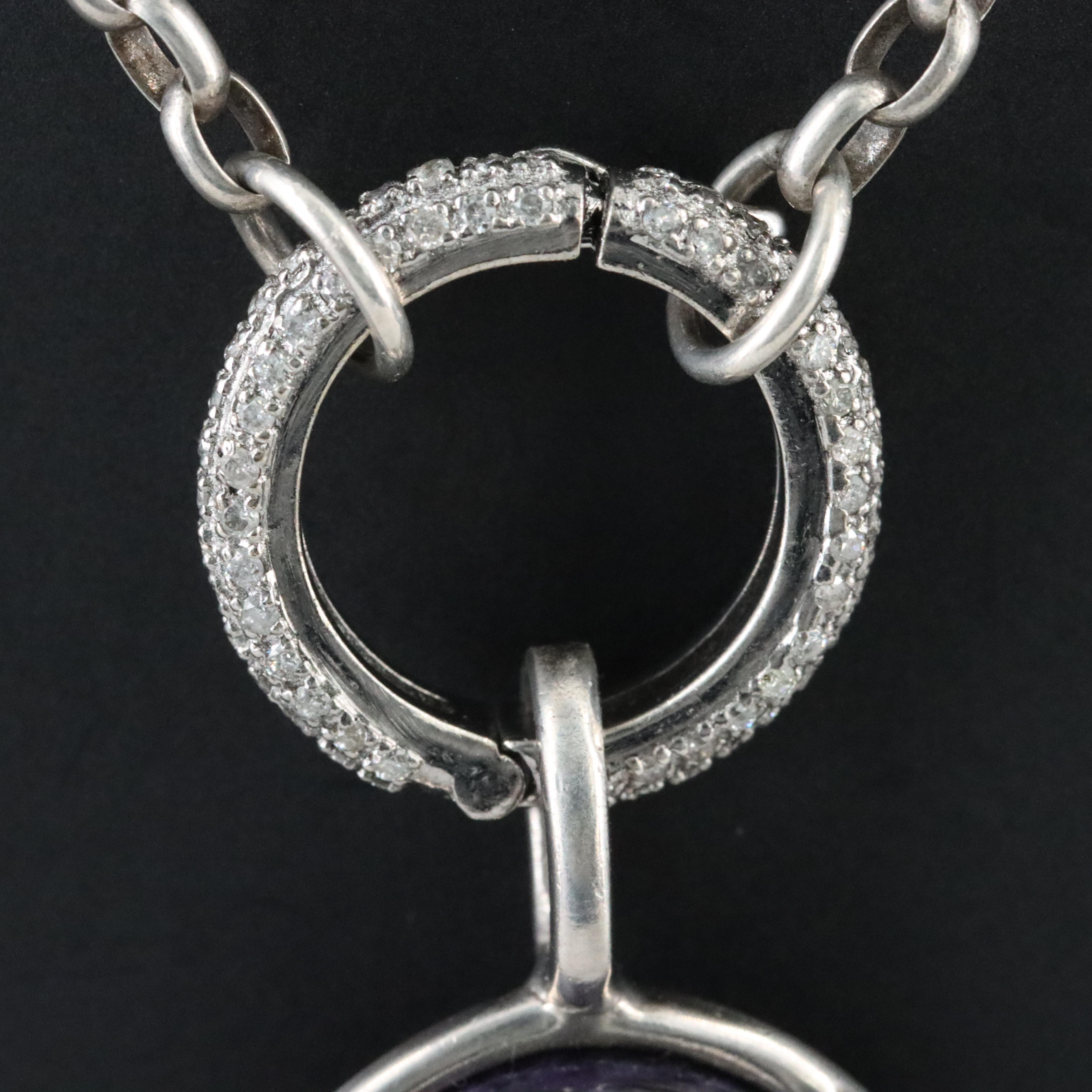 Sheryl Lowe Sterling Sugilite and Diamond Necklace and Pendant