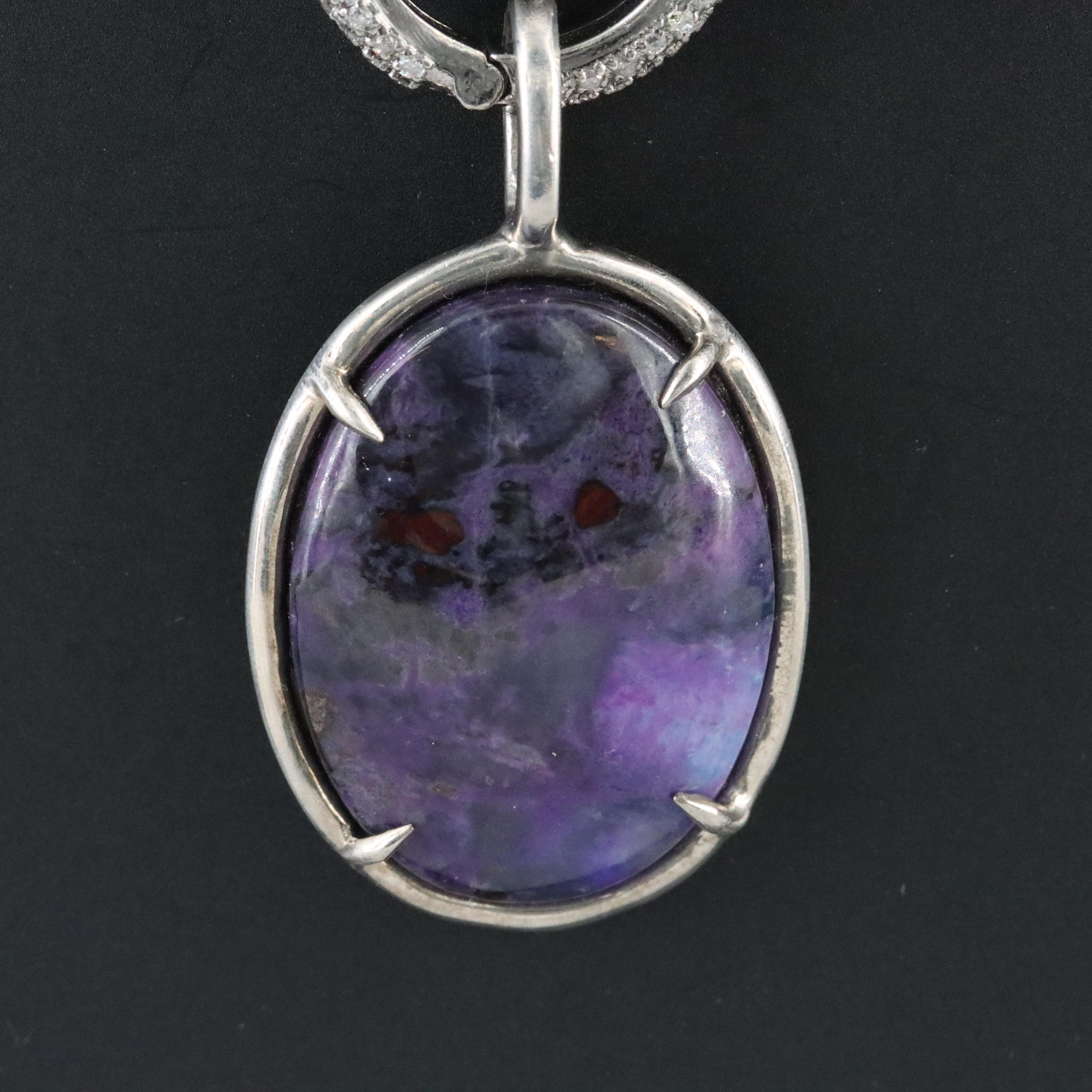 Sheryl Lowe Sterling Sugilite and Diamond Necklace and Pendant