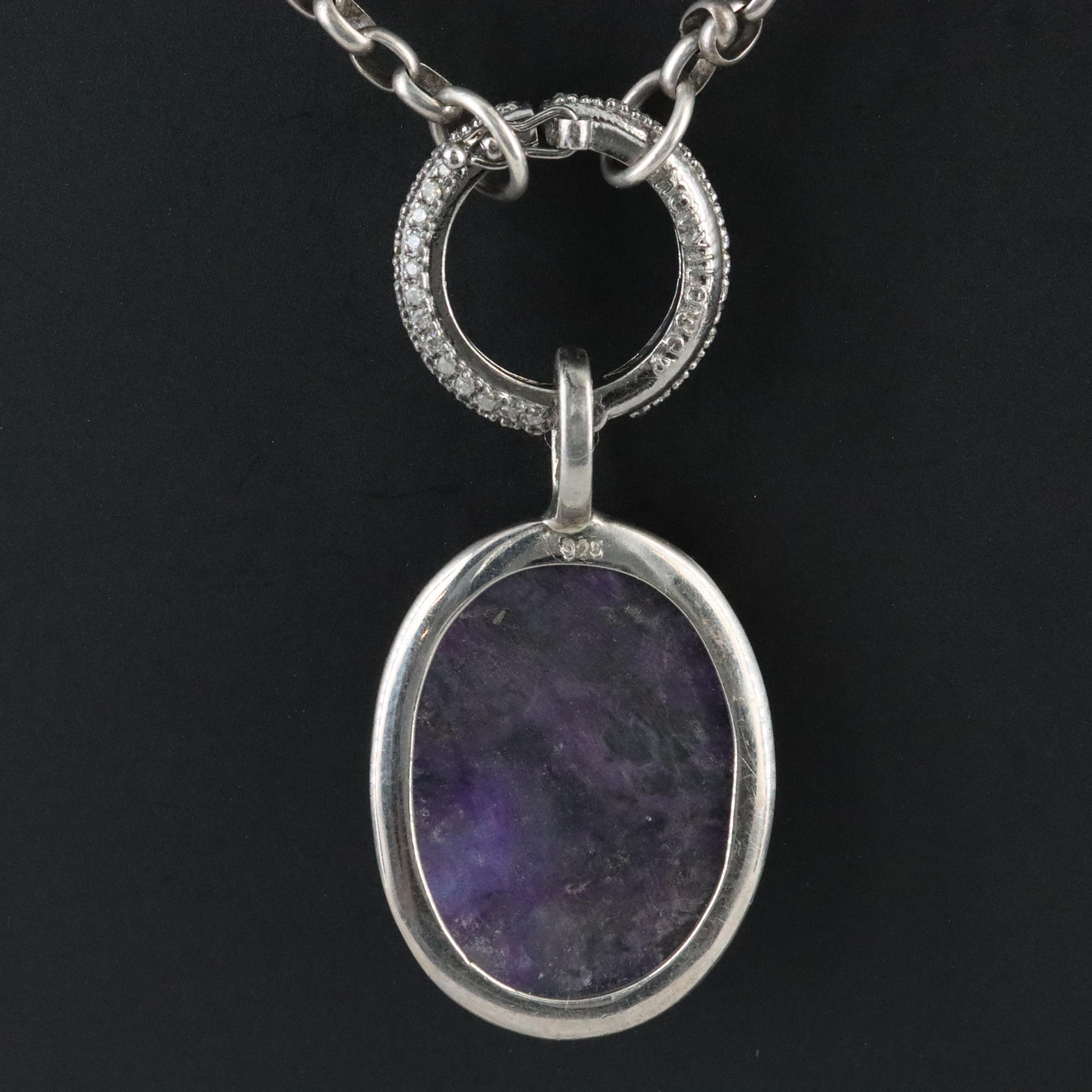 Sheryl Lowe Sterling Sugilite and Diamond Necklace and Pendant