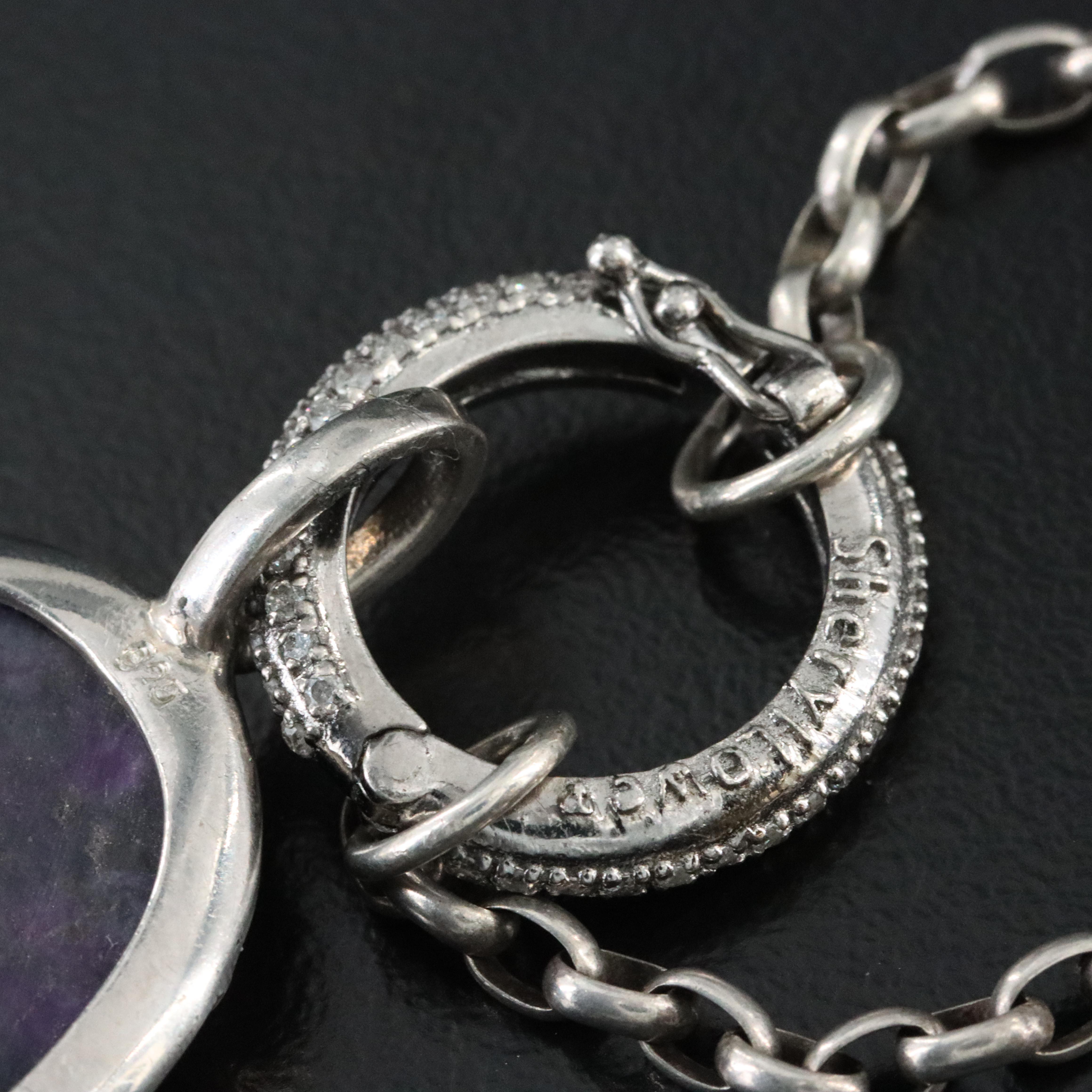 Sheryl Lowe Sterling Sugilite and Diamond Necklace and Pendant