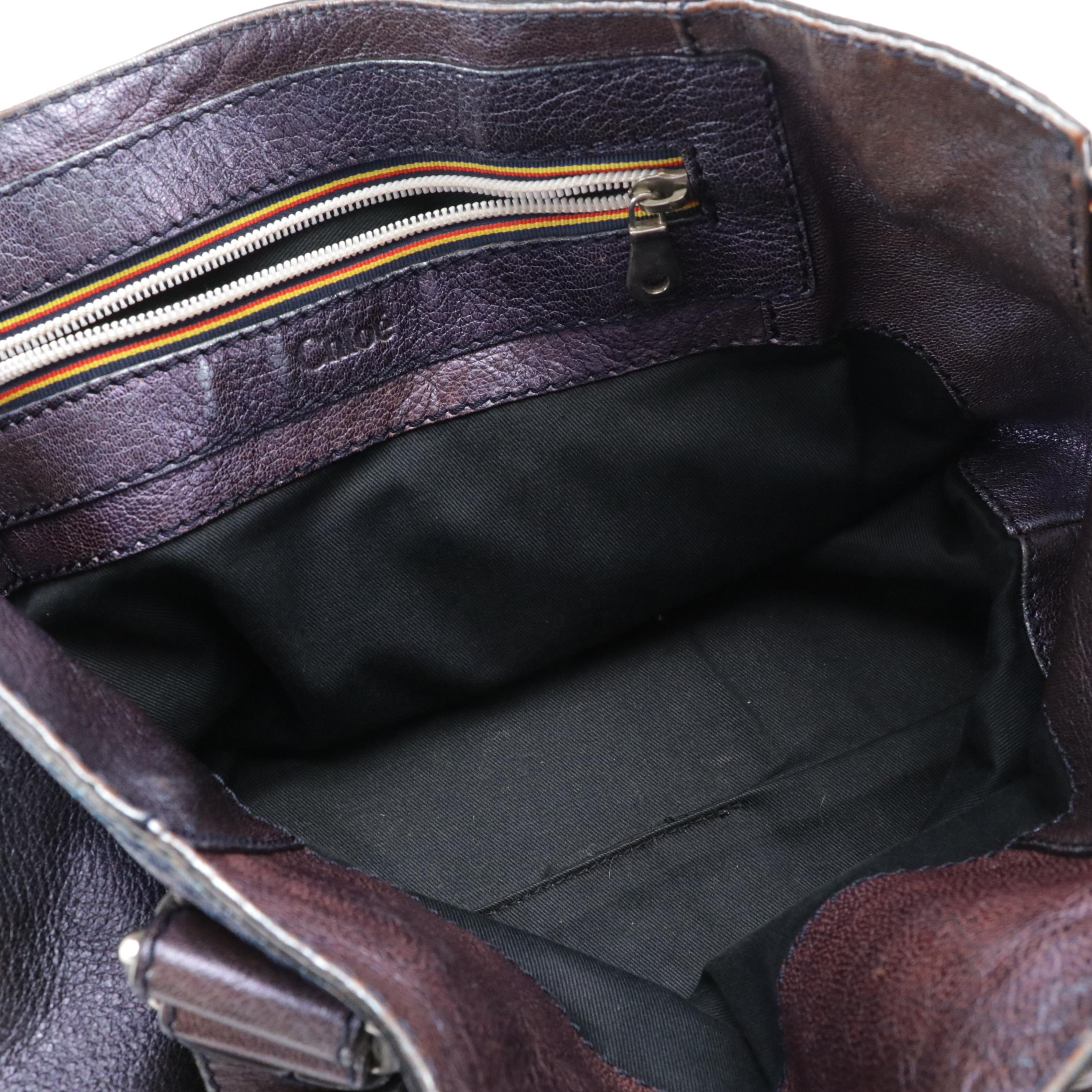 Chloé Studded Patsy Shoulder Bag in Metallic Blue Calfskin Leather