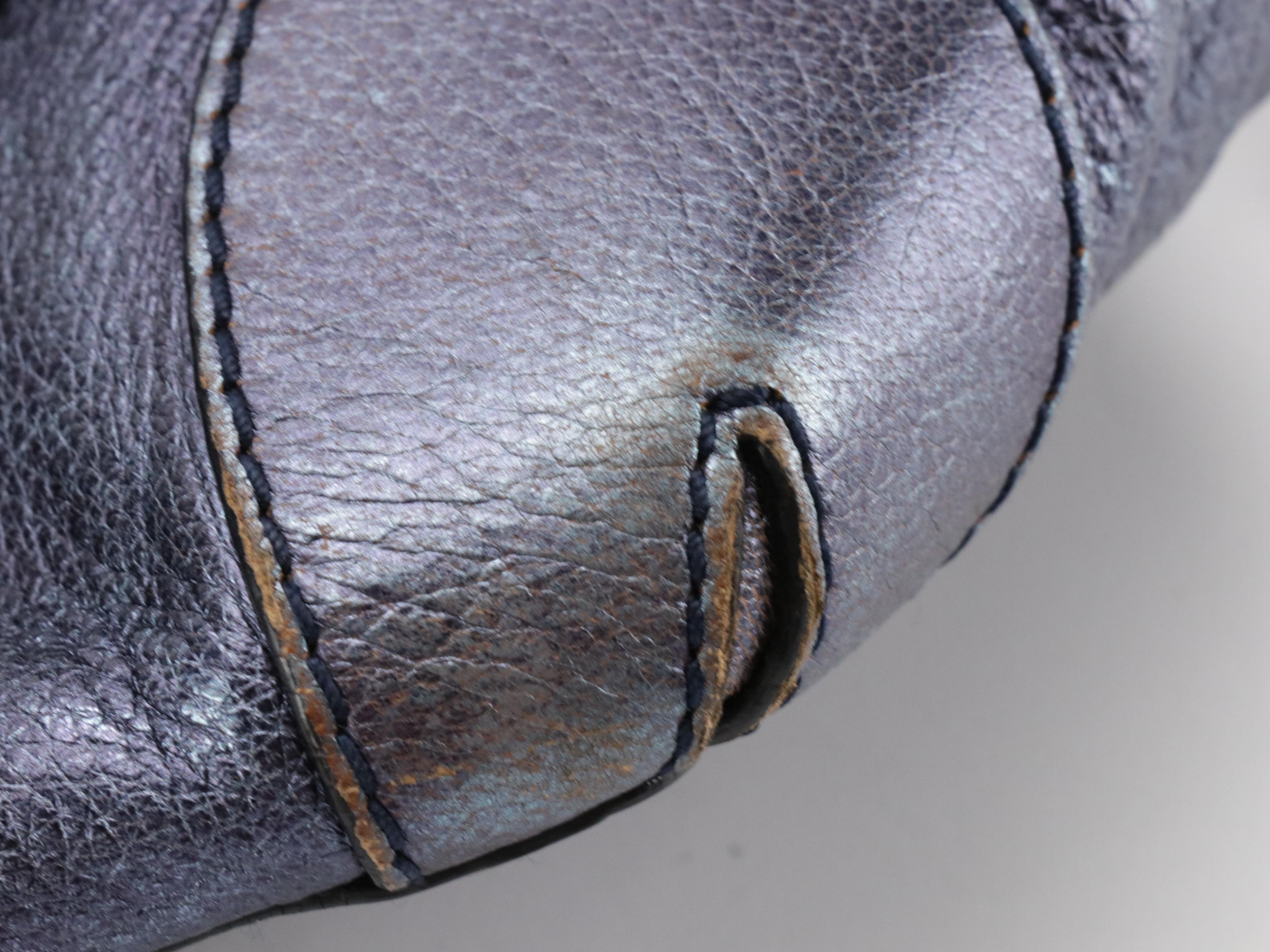 Chloé Studded Patsy Shoulder Bag in Metallic Blue Calfskin Leather