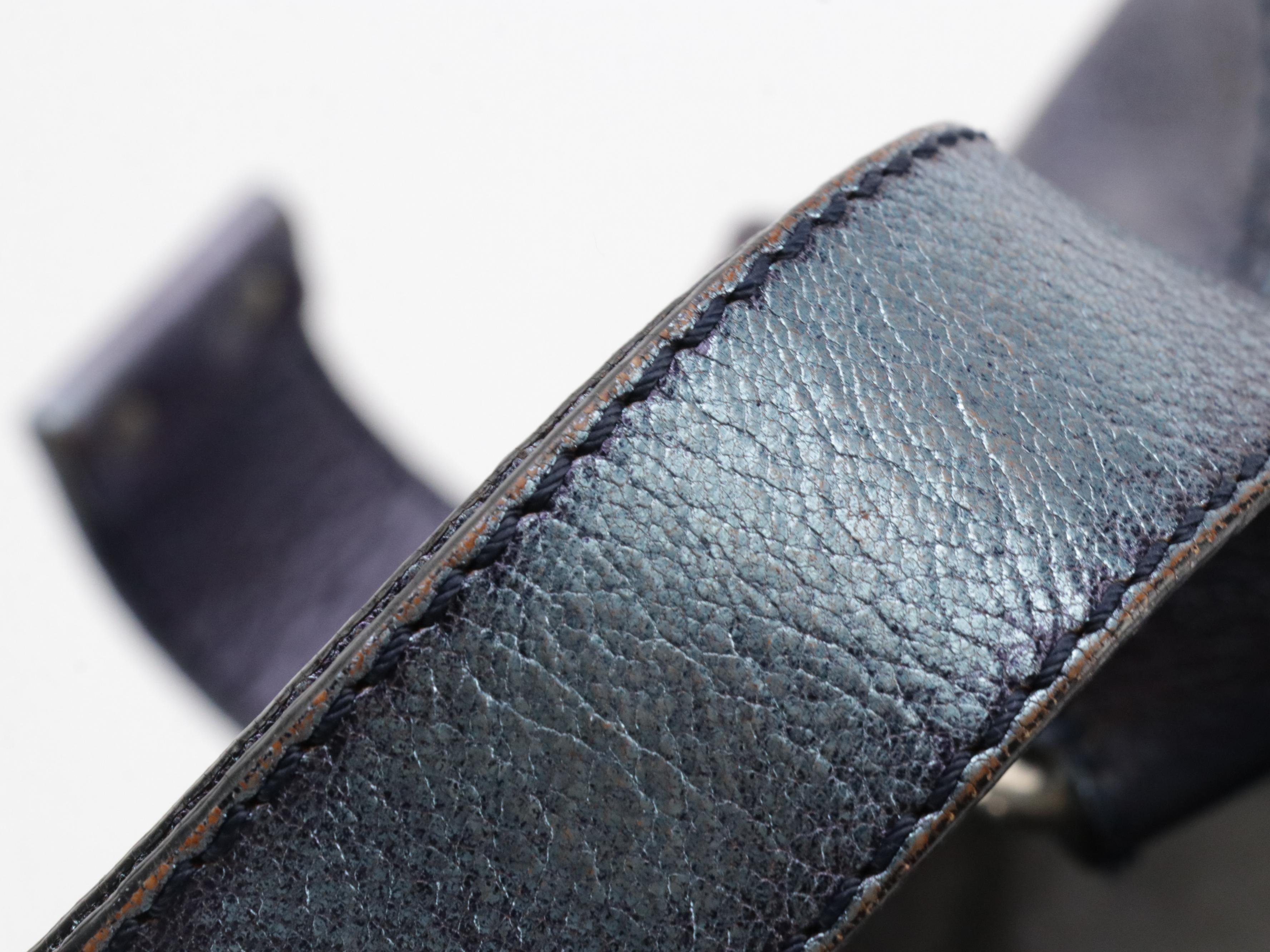 Chloé Studded Patsy Shoulder Bag in Metallic Blue Calfskin Leather