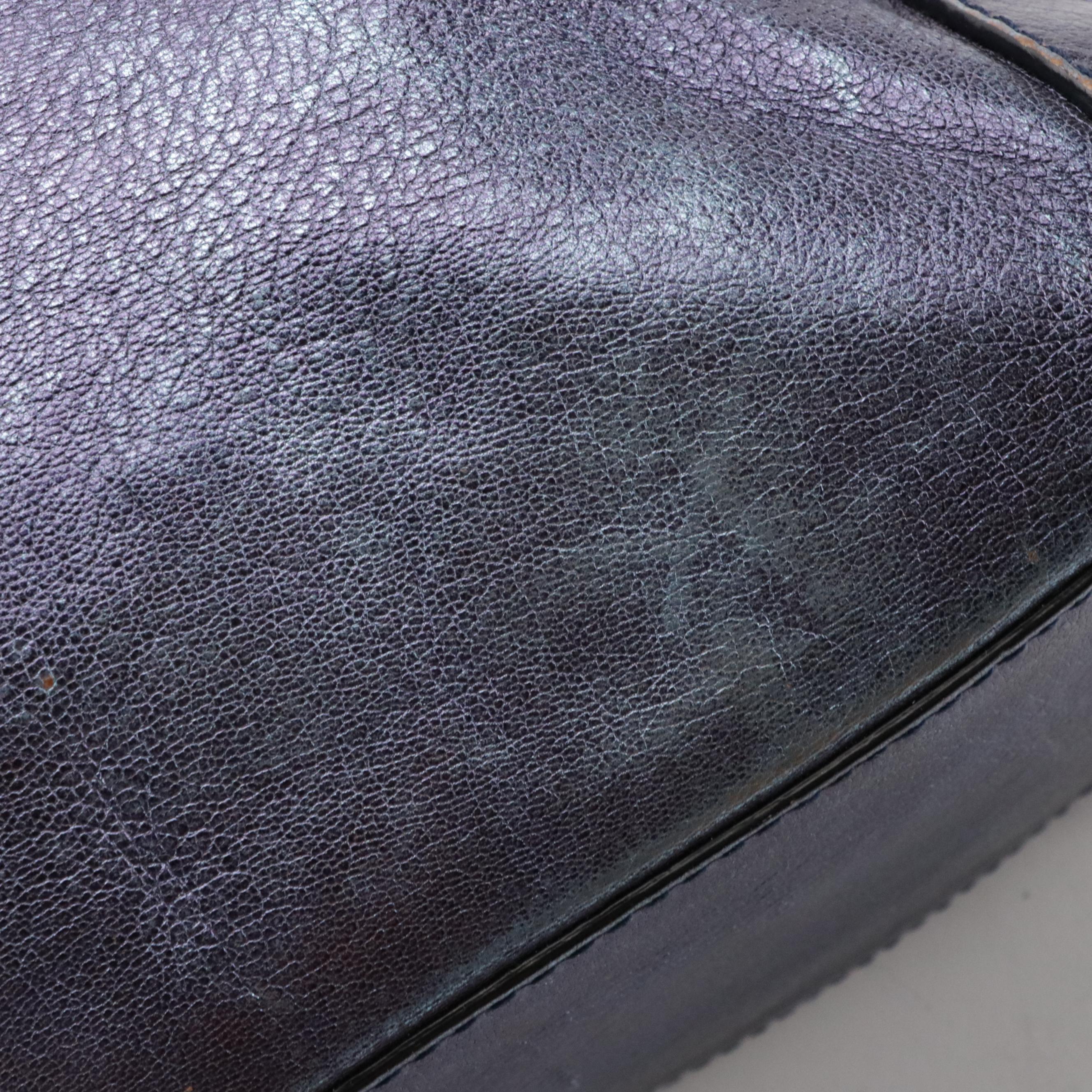 Chloé Studded Patsy Shoulder Bag in Metallic Blue Calfskin Leather