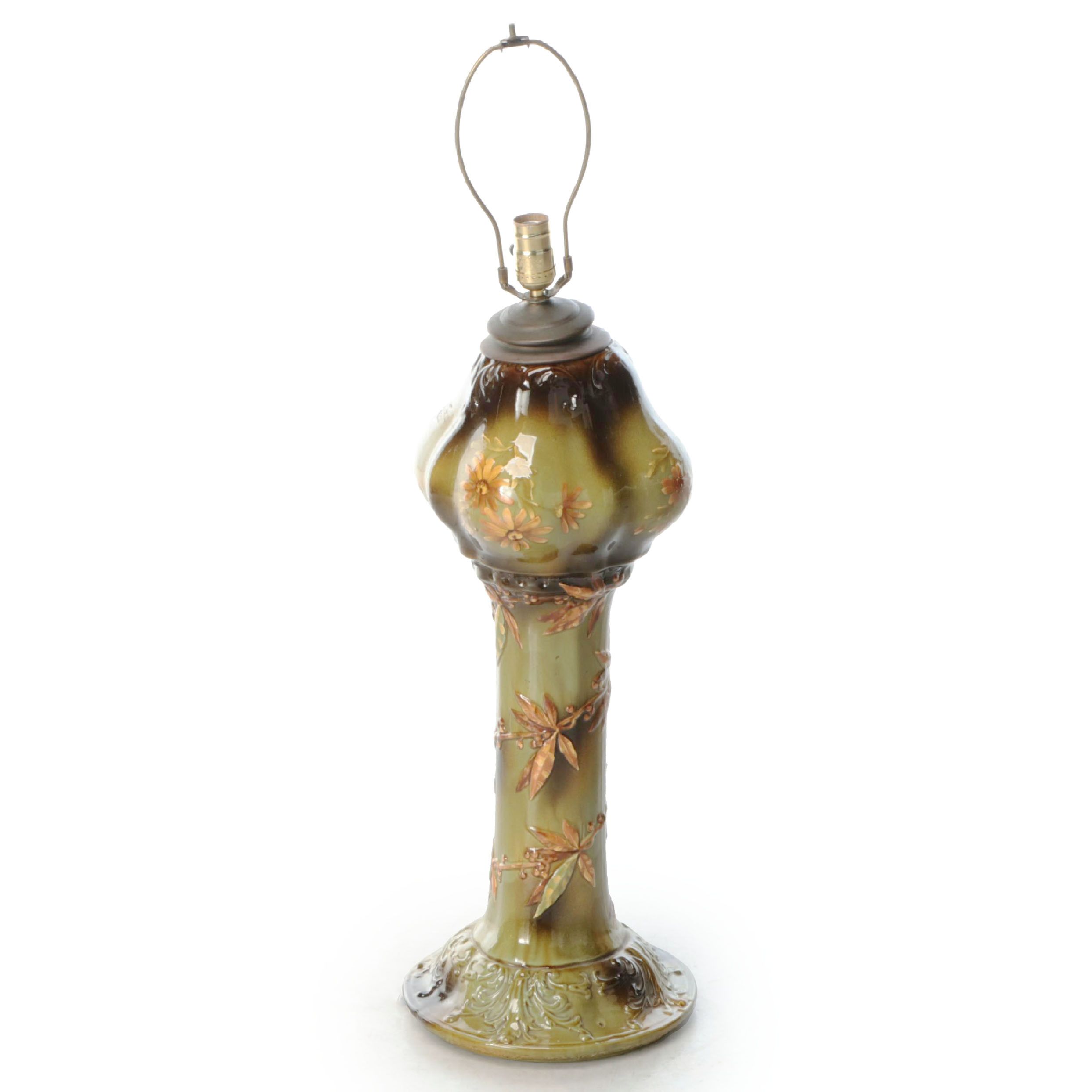 Arabesque and Flora Ceramic Bulb Pillar Table Lamp