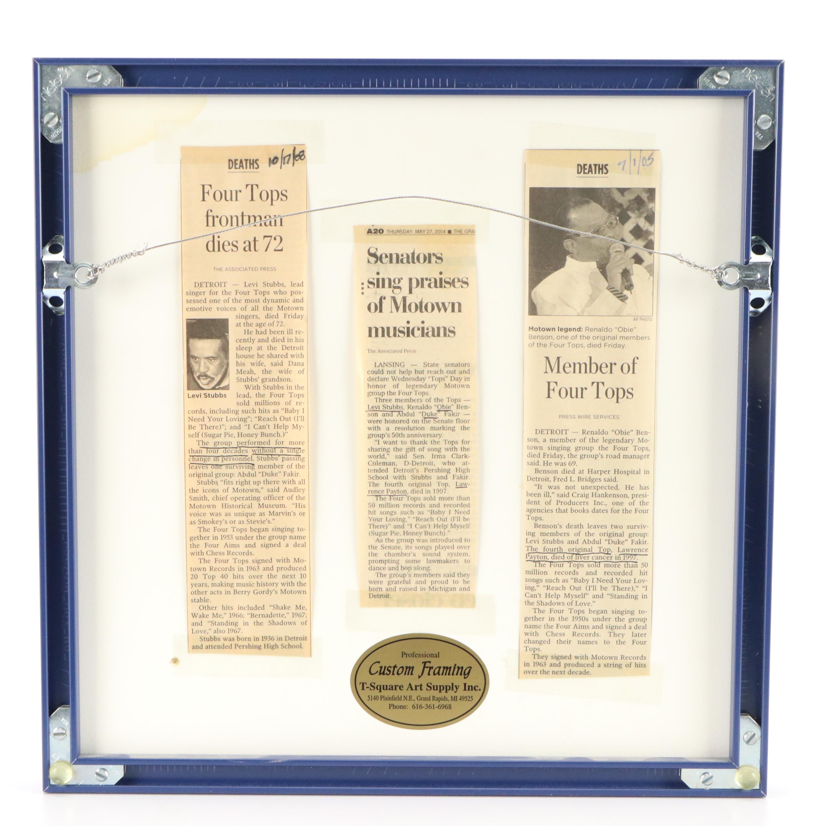 Four Tops Signed "Yesterday's Dreams" Record Sleeve