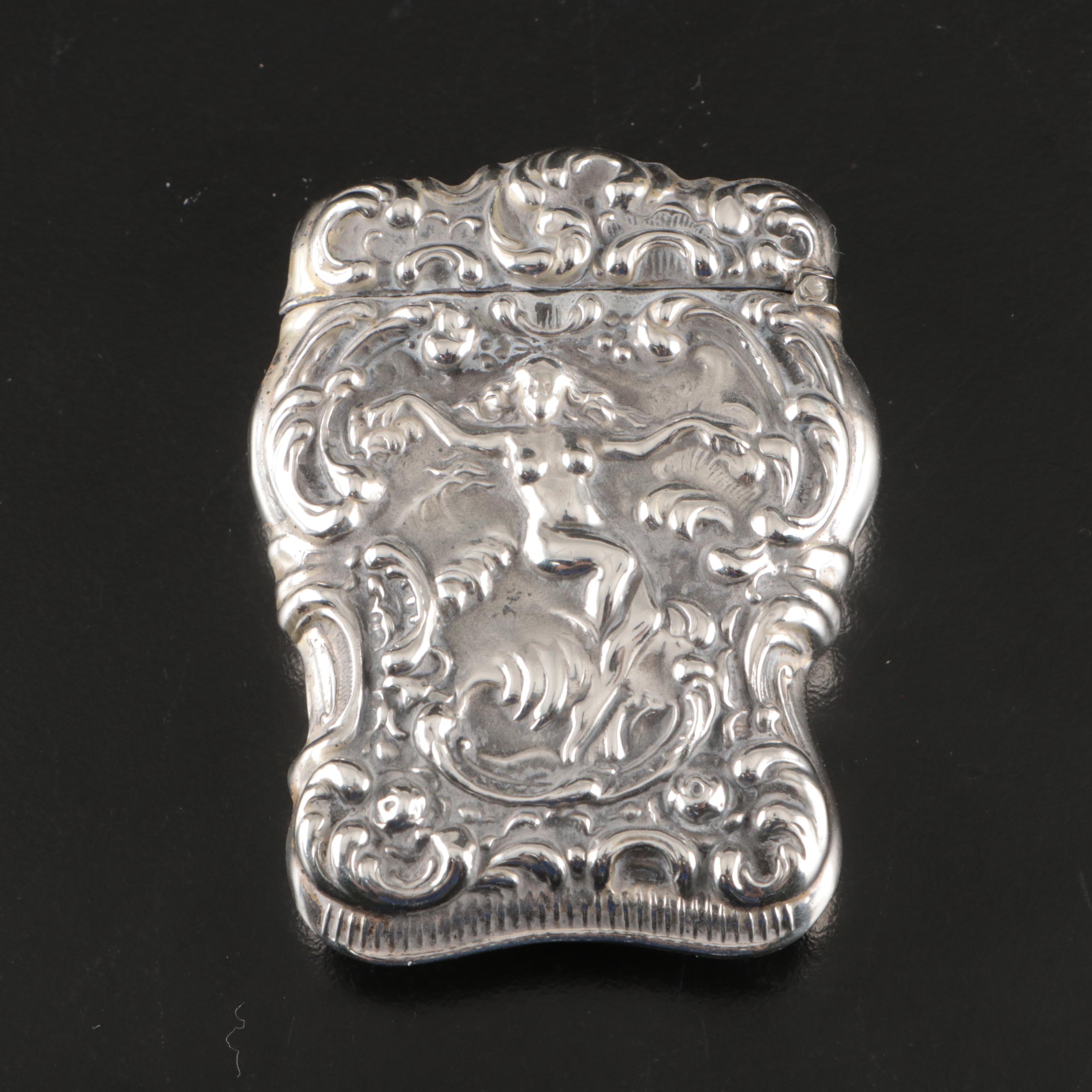 Art Nouveau Style Sterling Silver Repoussé Vesta Case, Late 19th/Early 20th C.