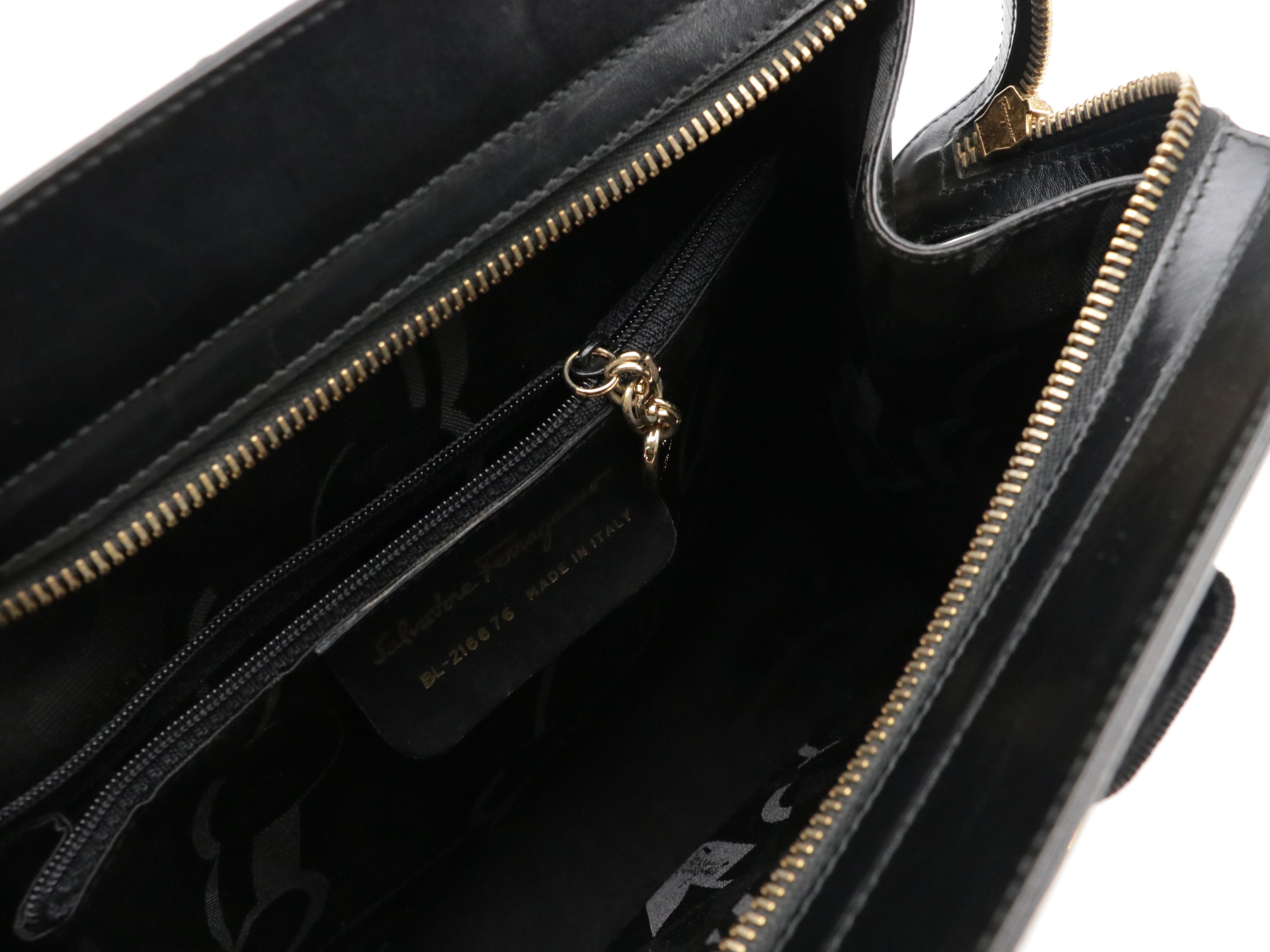 Salvatore Ferragamo Vara Bow Shoulder Bag in Black Leather