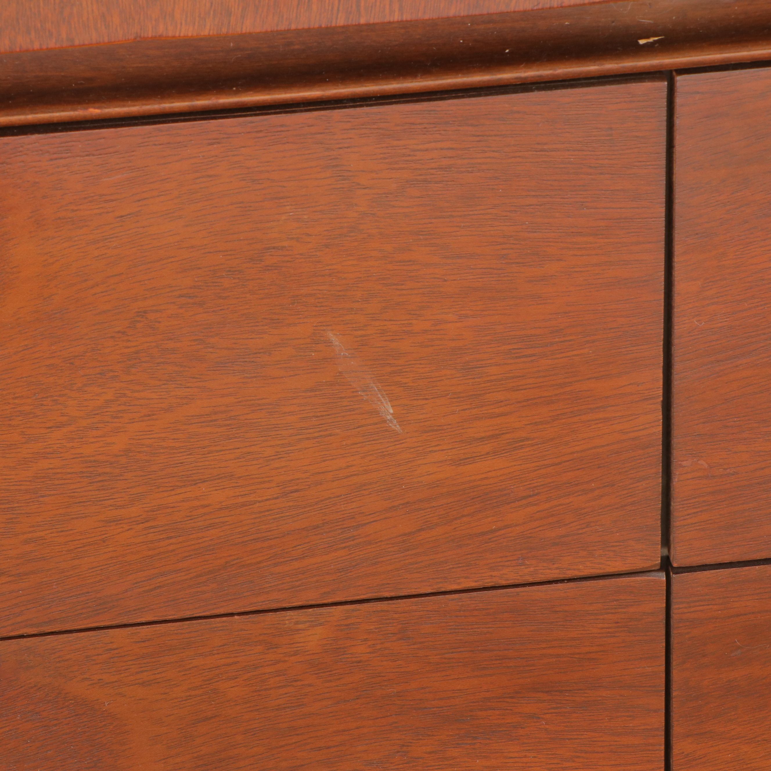 Bassett Furniture Mid Century Modern Walnut Dresser with Mirror, Mid-20th C.