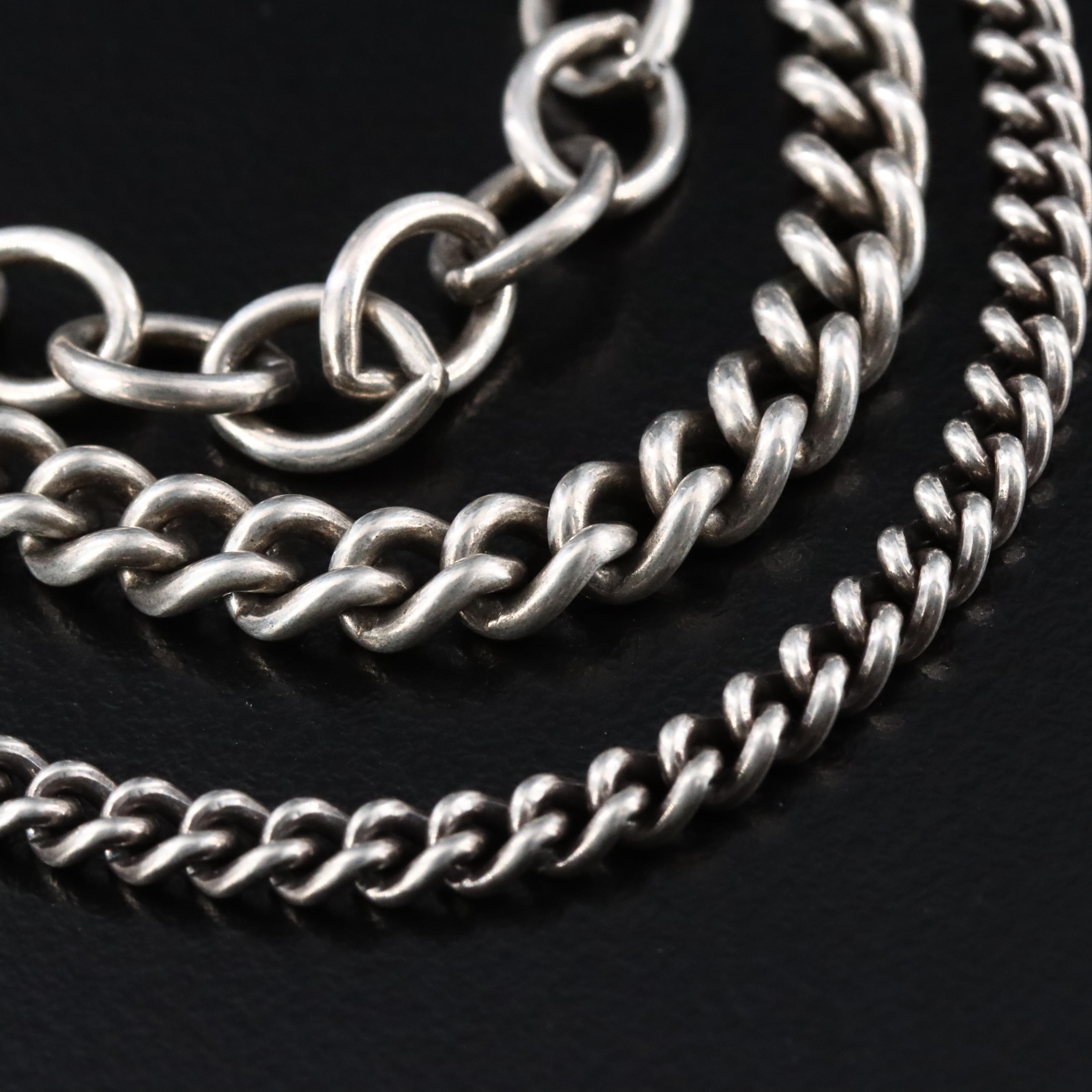 Sheryl Lowe Sterling Pavé Diamond Curb and Cable Tiered Chain Necklace