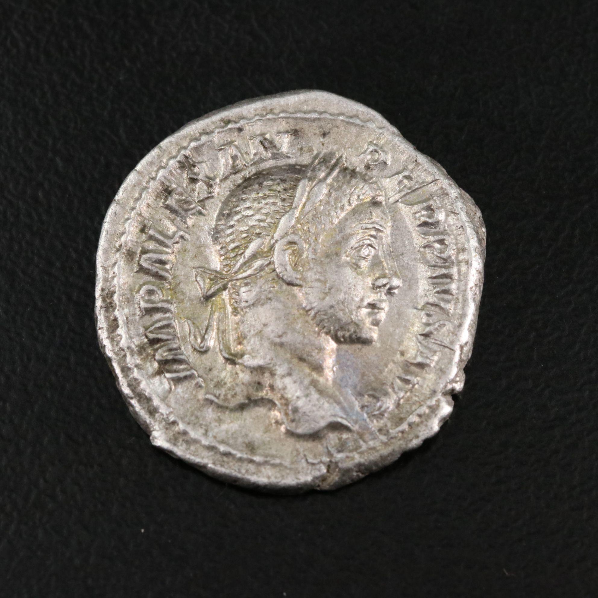 Ancient Roman Imperial AR Denarius Coin of Severus Alexander, ca. 232 A.D.