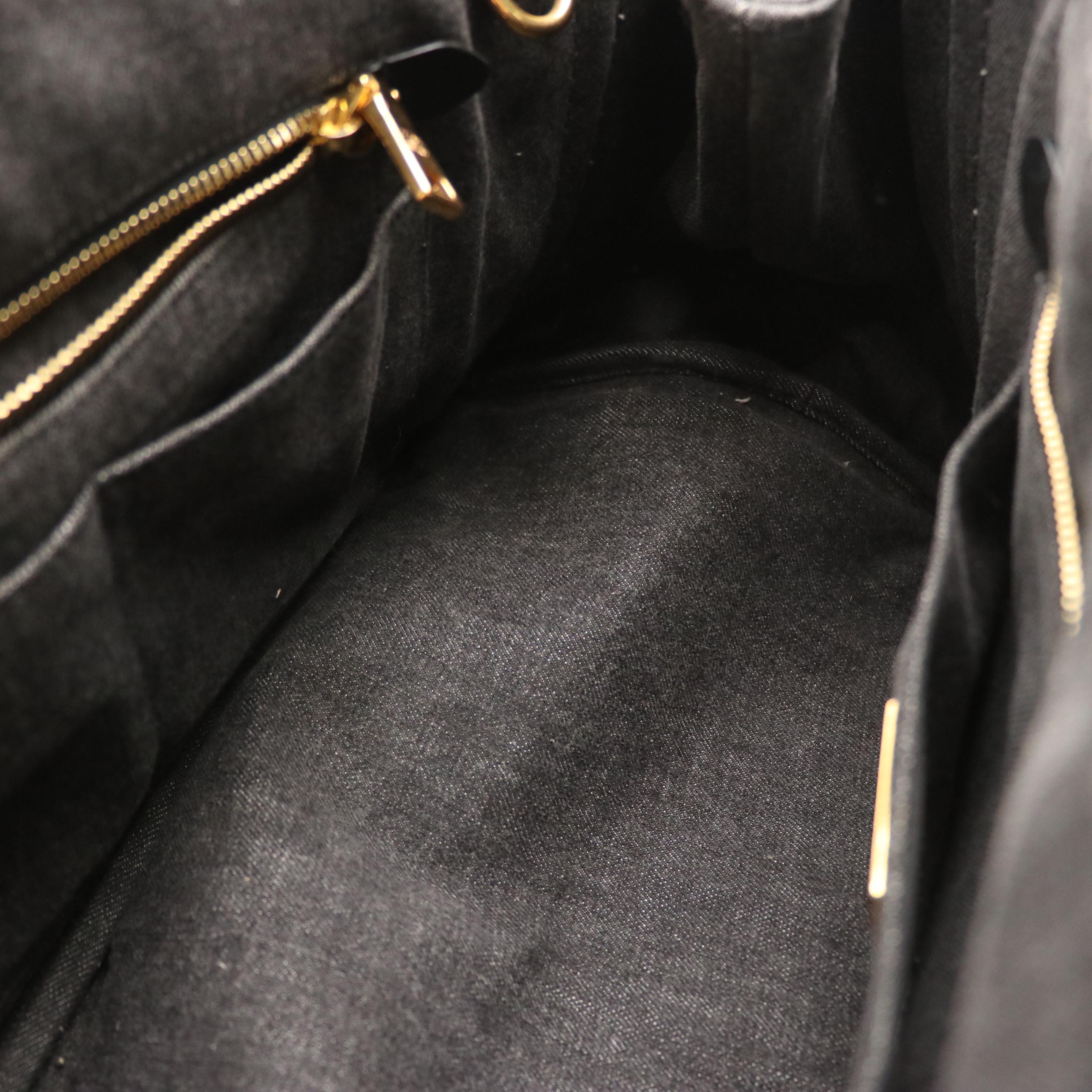 Prada Large Canapa Logo Tote in Black Cotton Denim