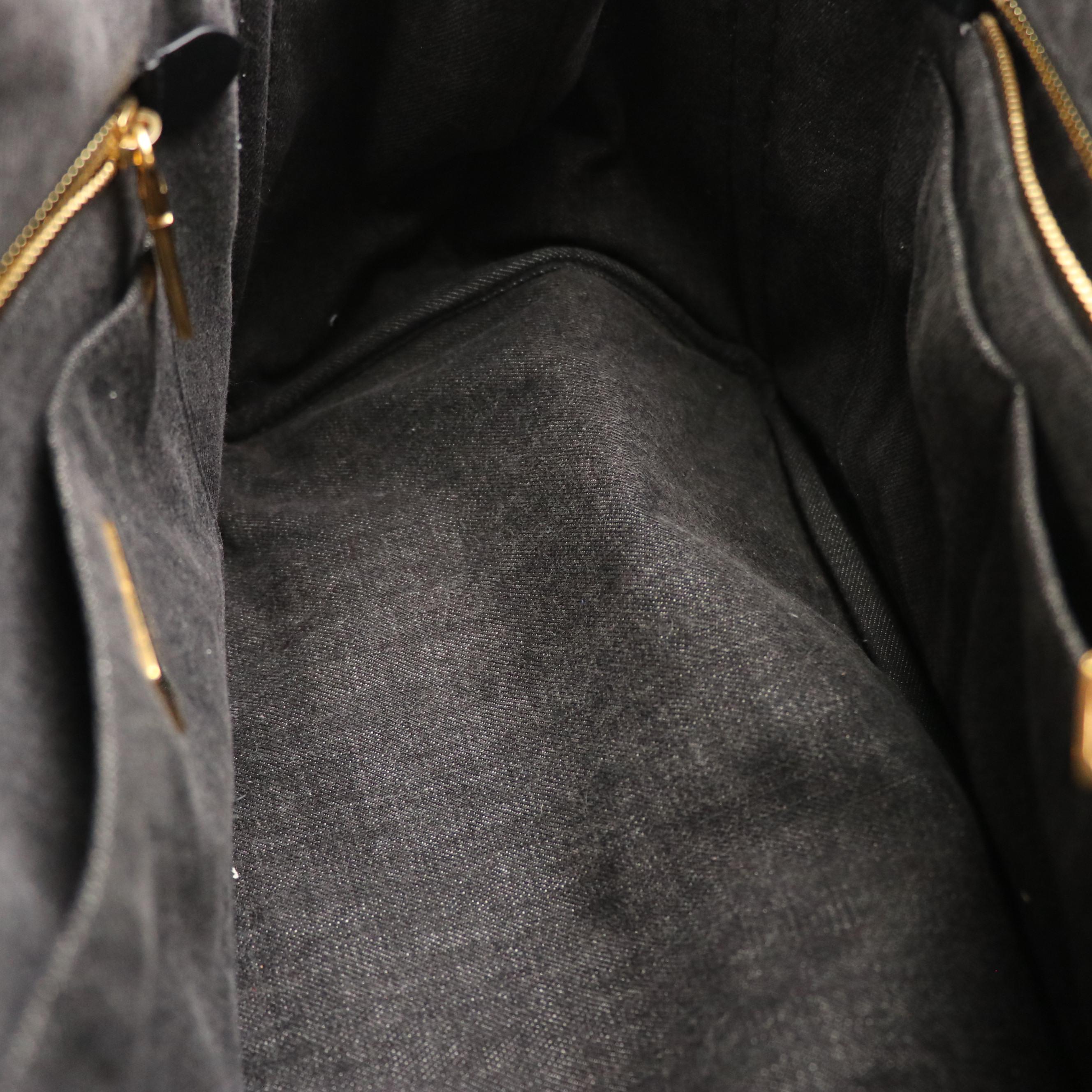 Prada Large Canapa Logo Tote in Black Cotton Denim