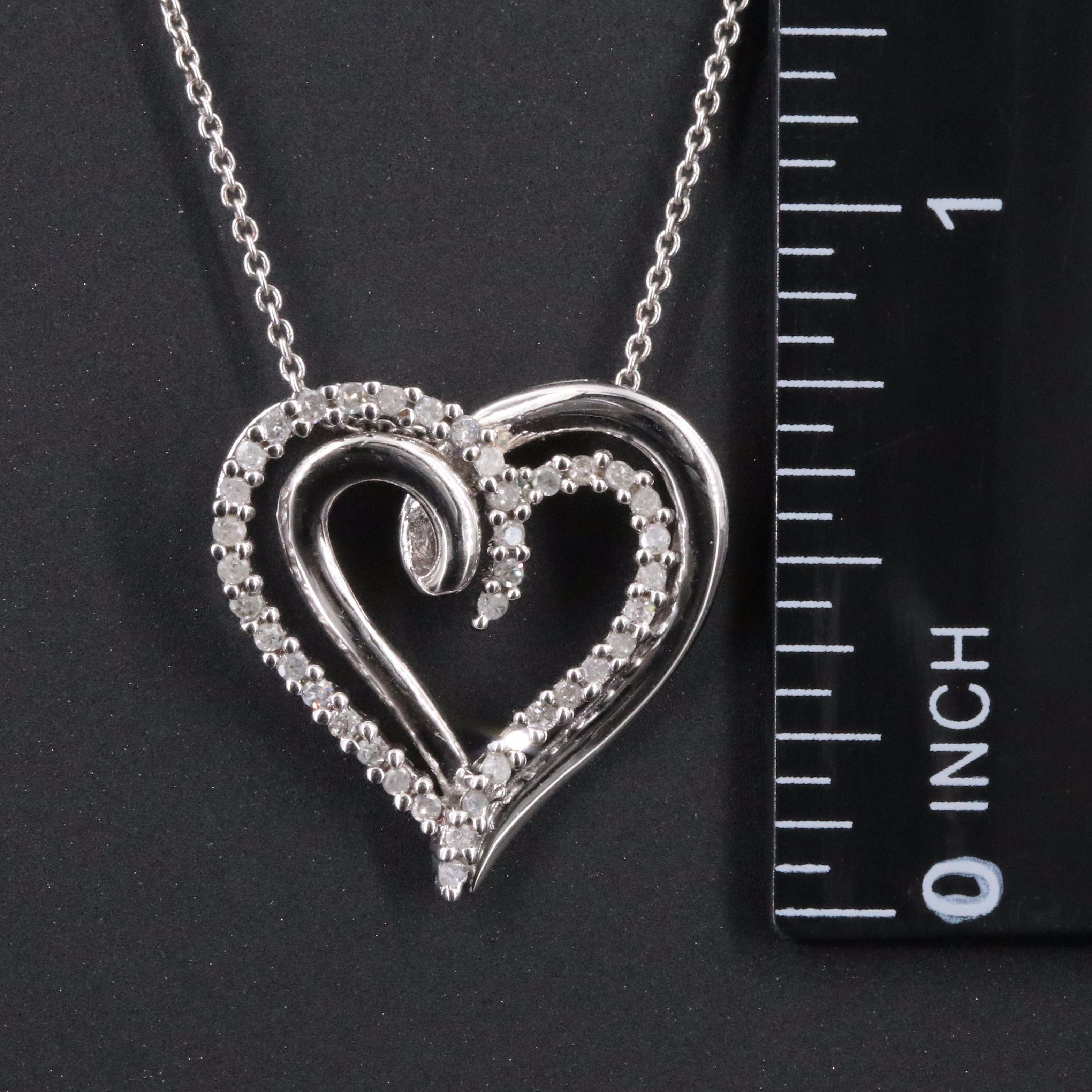 Sterling Diamond Heart Pendant Necklace