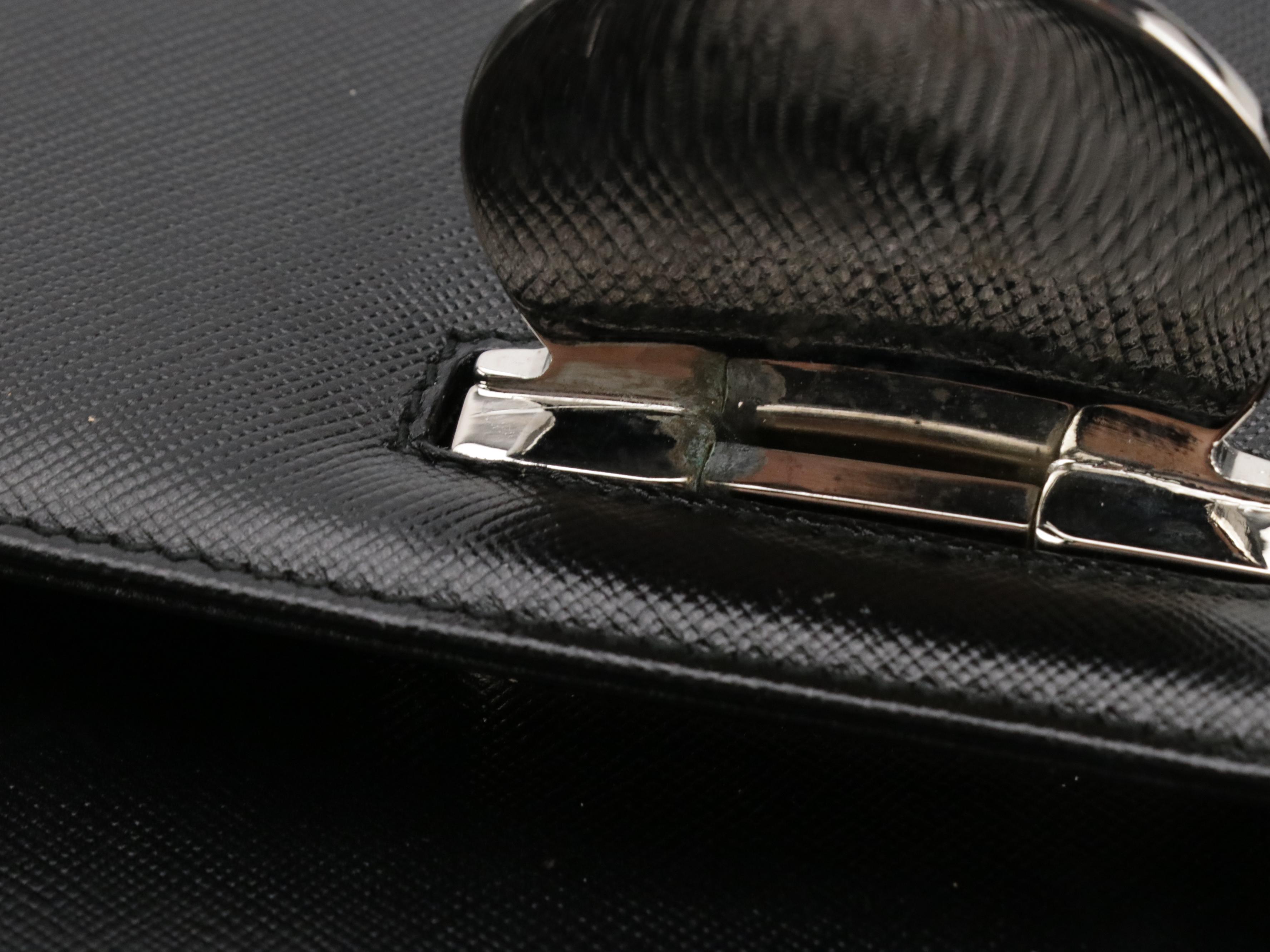 Salvatore Ferragamo Flap Shoulder Bag in Black Saffiano Leather